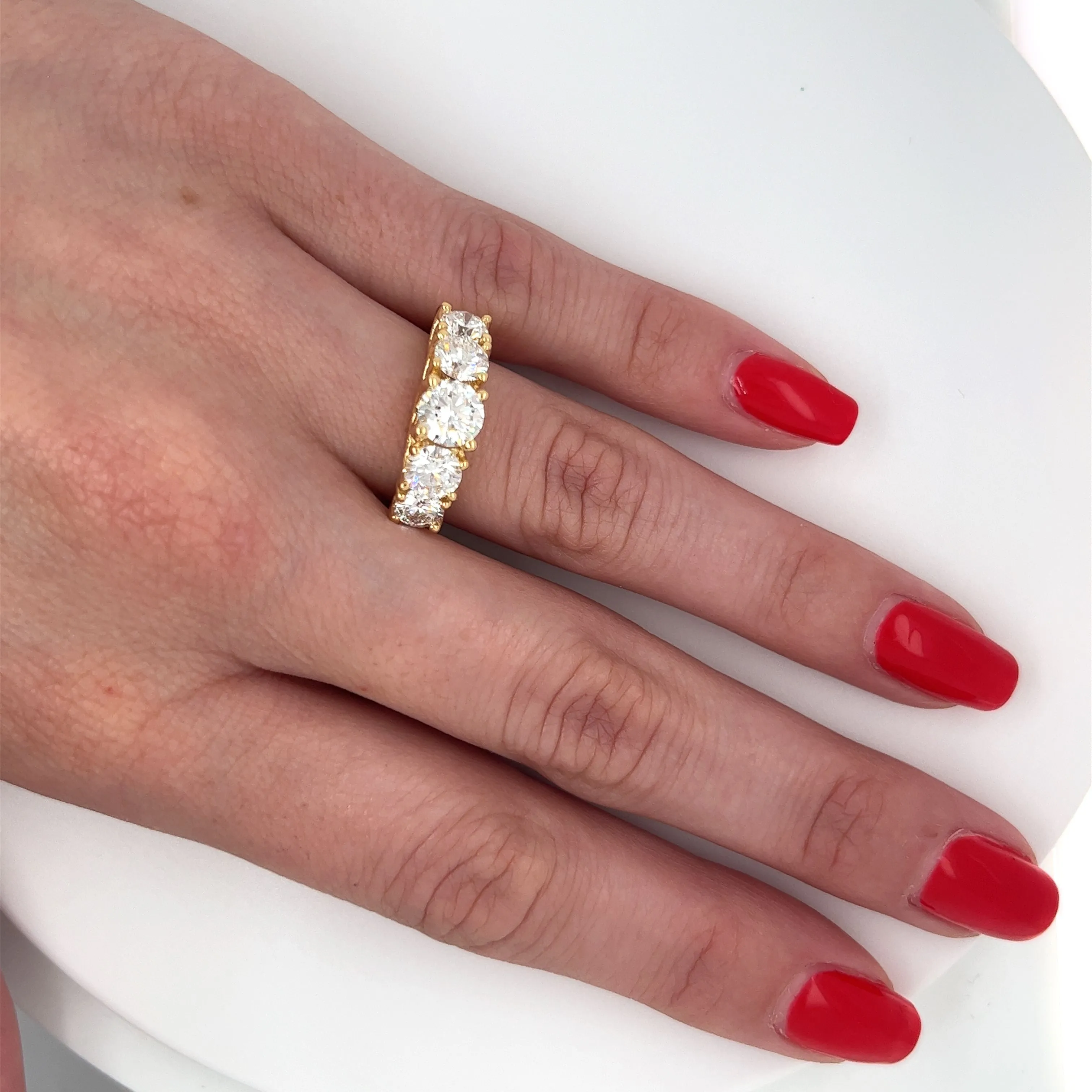 3 Carat TW 18K Yellow Gold Multi Stone Lab Grown Diamond Band Ring