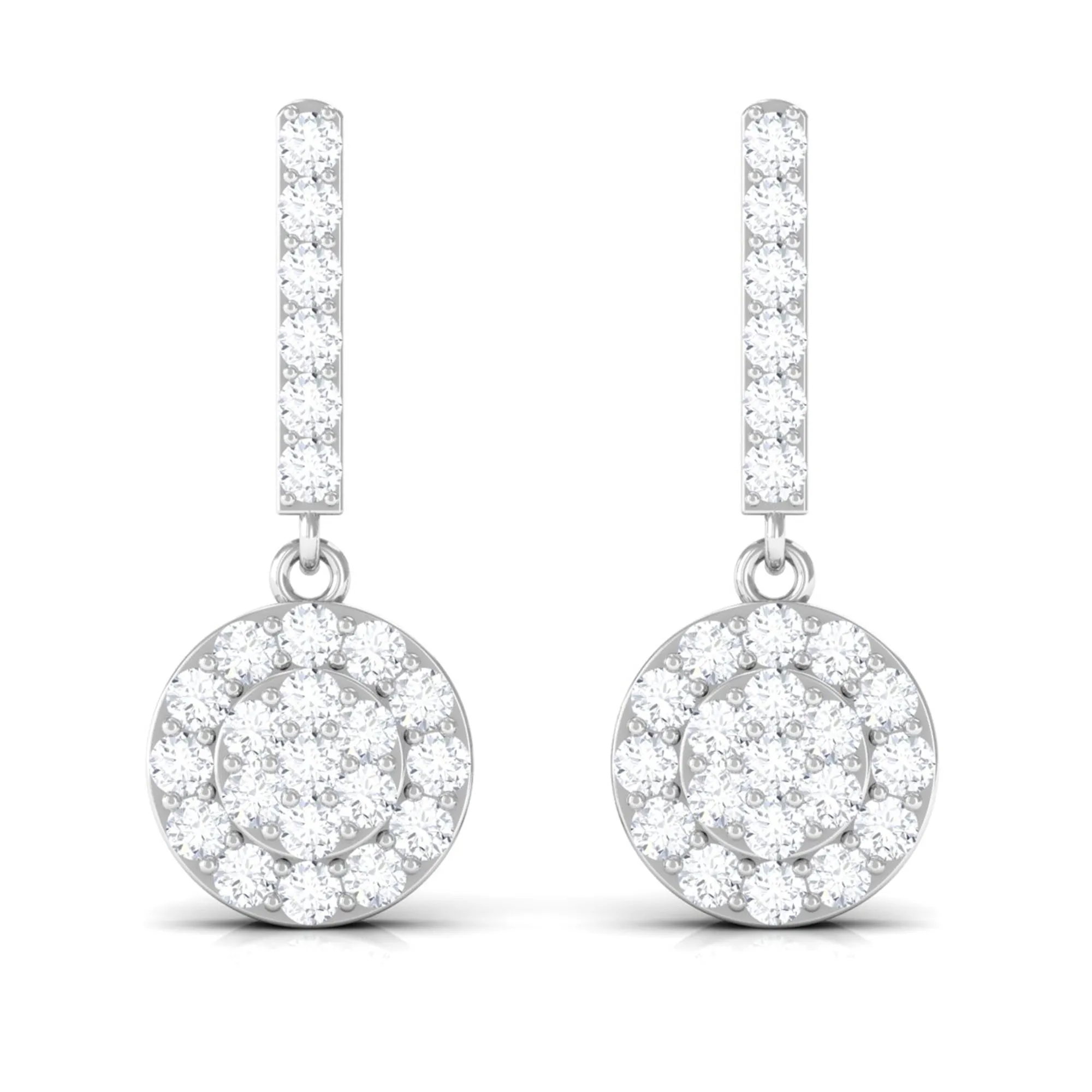 3/4 CT Minimal Zircon Gold Dangle Earrings in Pave Setting