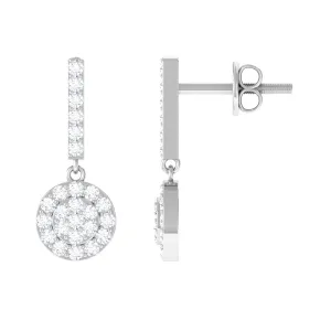 3/4 CT Minimal Zircon Gold Dangle Earrings in Pave Setting