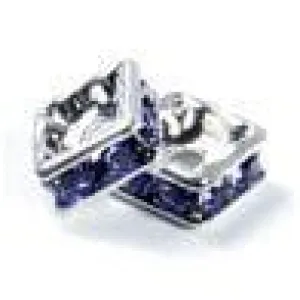4mm Silver Plate Squaredell - Tanzanite (Sold by the piece)