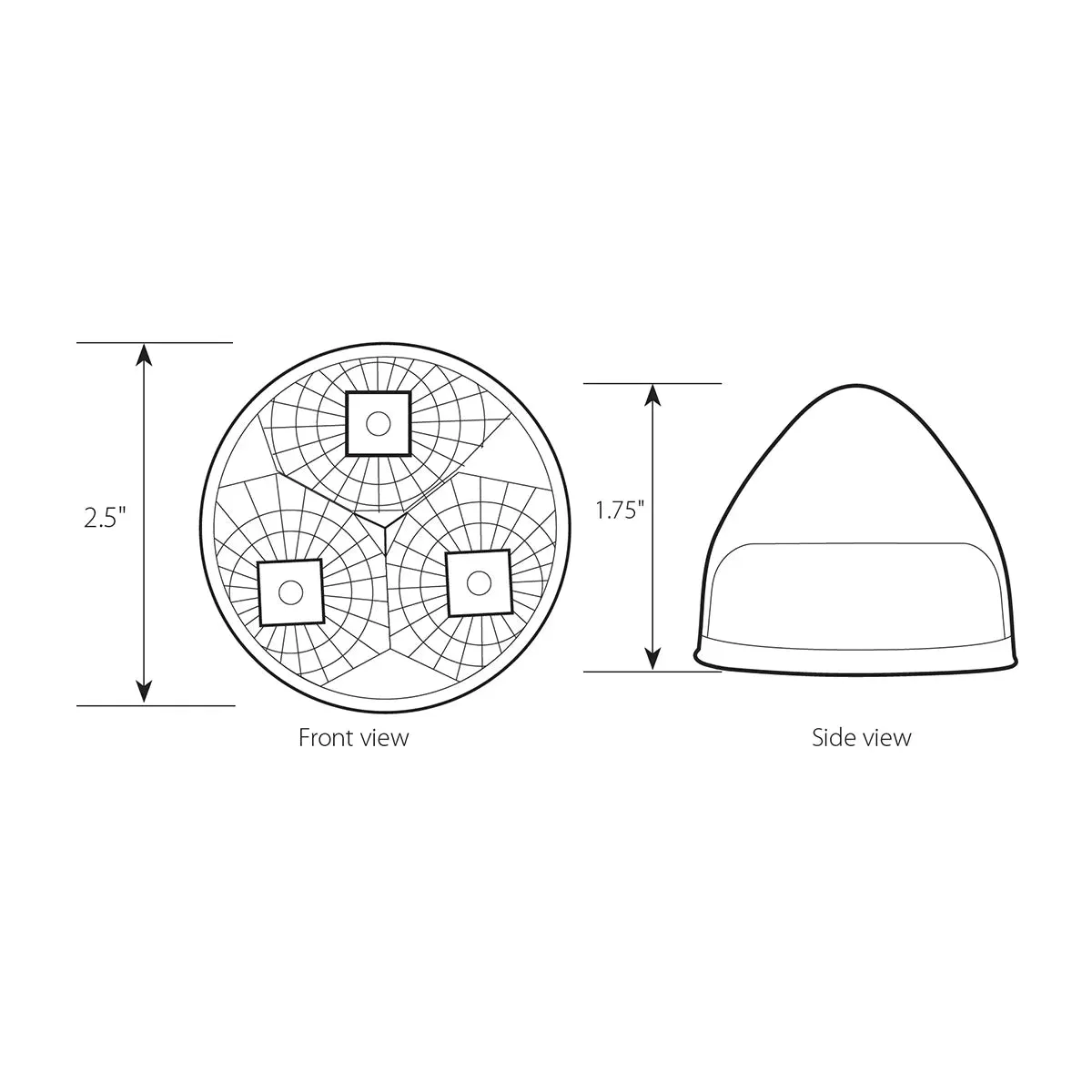 77691 2.5" SPYDER AMBER BEEHIVE 3 LED LIGHT, CLEAR LENS