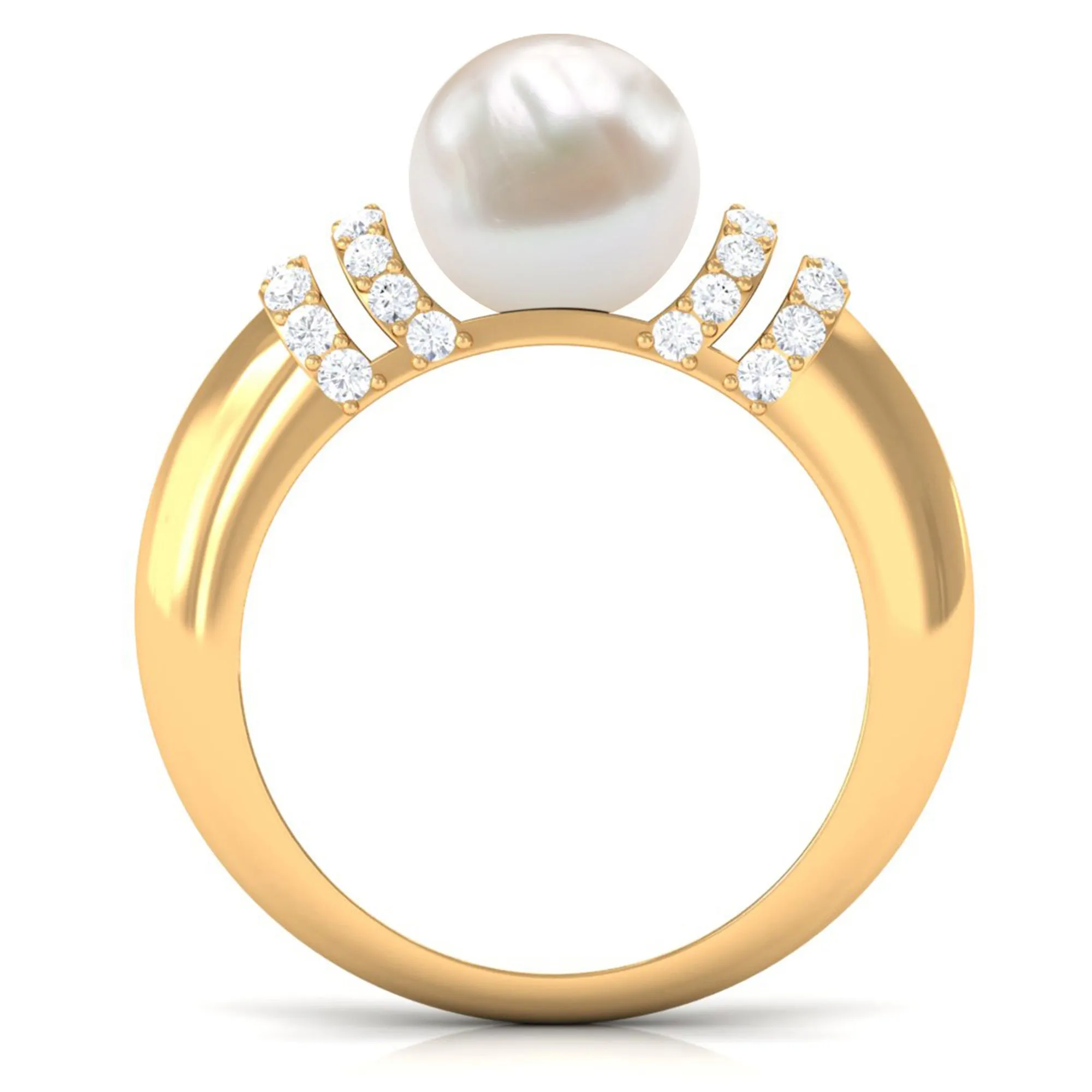 8.25 CT Freshwater Pearl and Diamond Engagement Ring