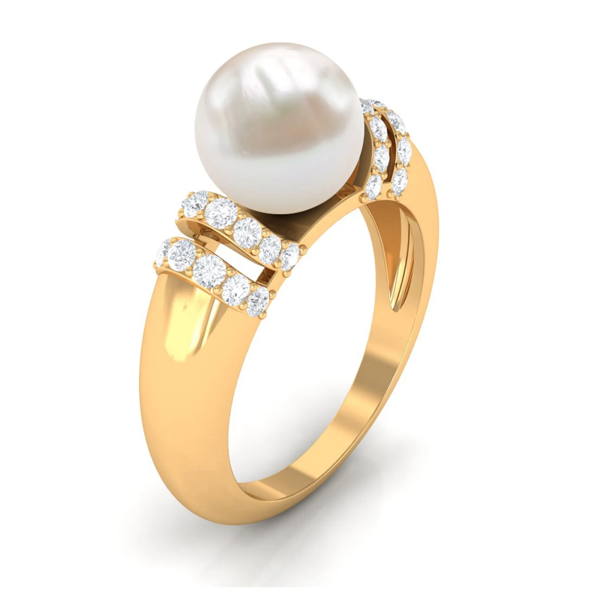 8.25 CT Freshwater Pearl and Diamond Engagement Ring
