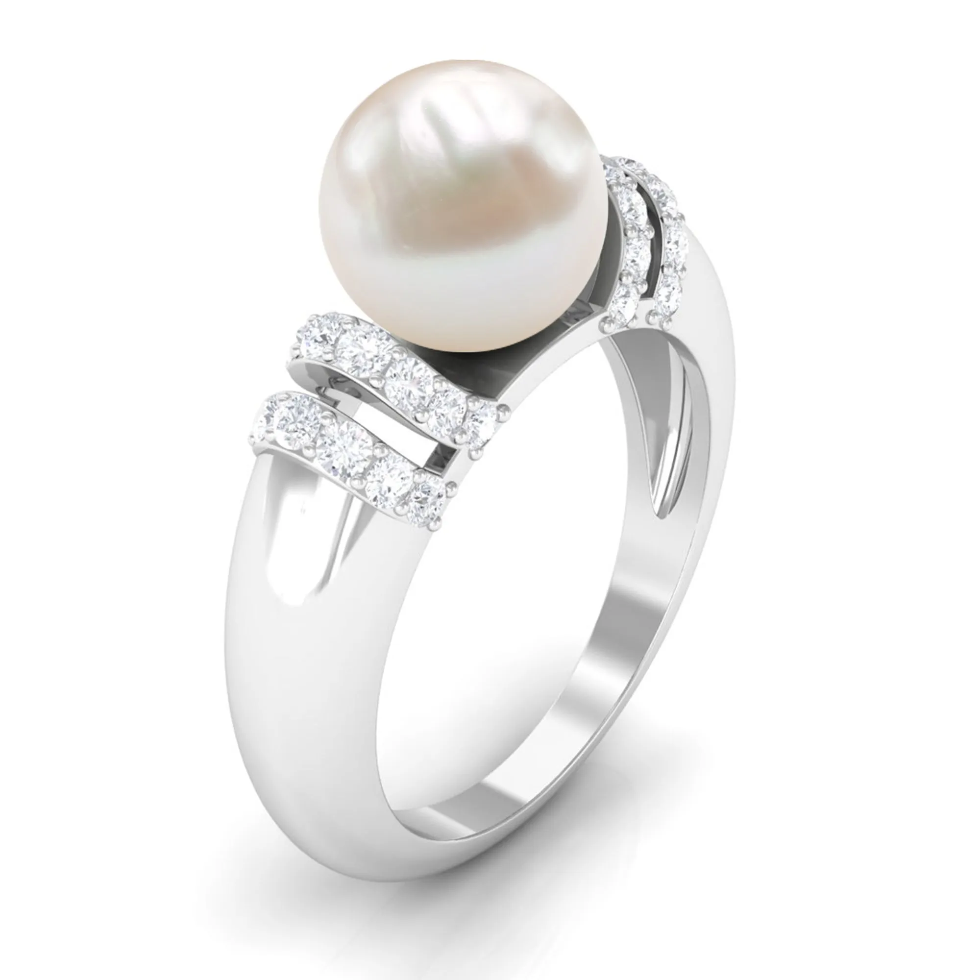 8.25 CT Freshwater Pearl and Diamond Engagement Ring