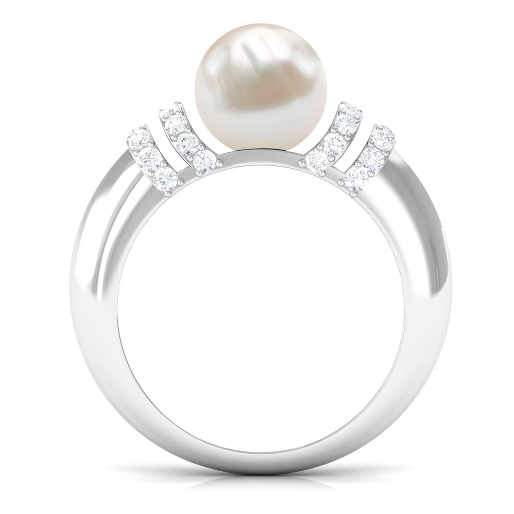 8.25 CT Freshwater Pearl and Diamond Engagement Ring