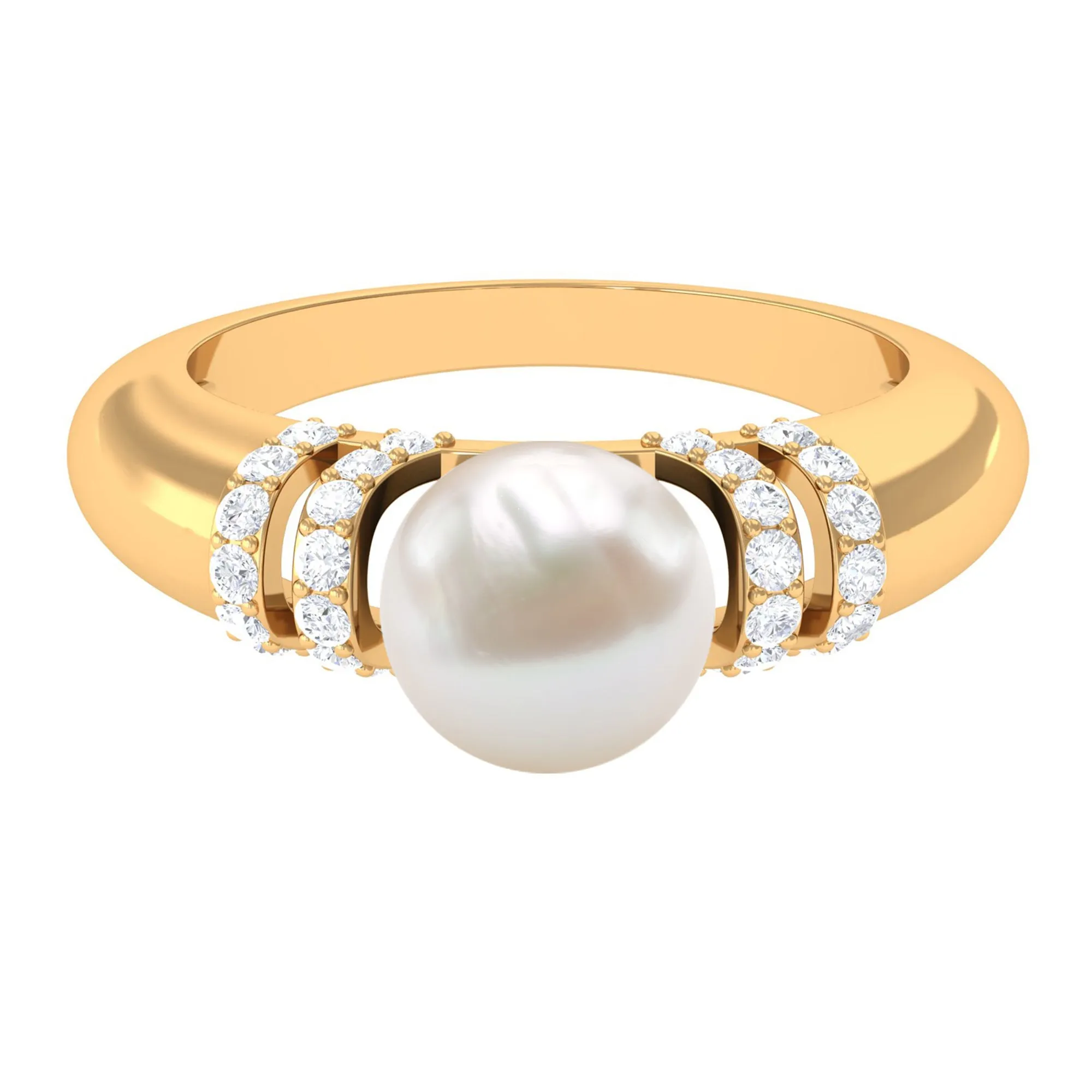8.25 CT Freshwater Pearl and Diamond Engagement Ring
