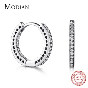 925 Sterling Silver Classic Full Hearts Hoop Earrings Luxury Cubic Zirconia Fashion Jewellery For Women Wedding Gift