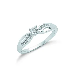 9ct White Gold Diamond Engagement Ring, Split Shank Sophistication, 0.26ct, All Sizes