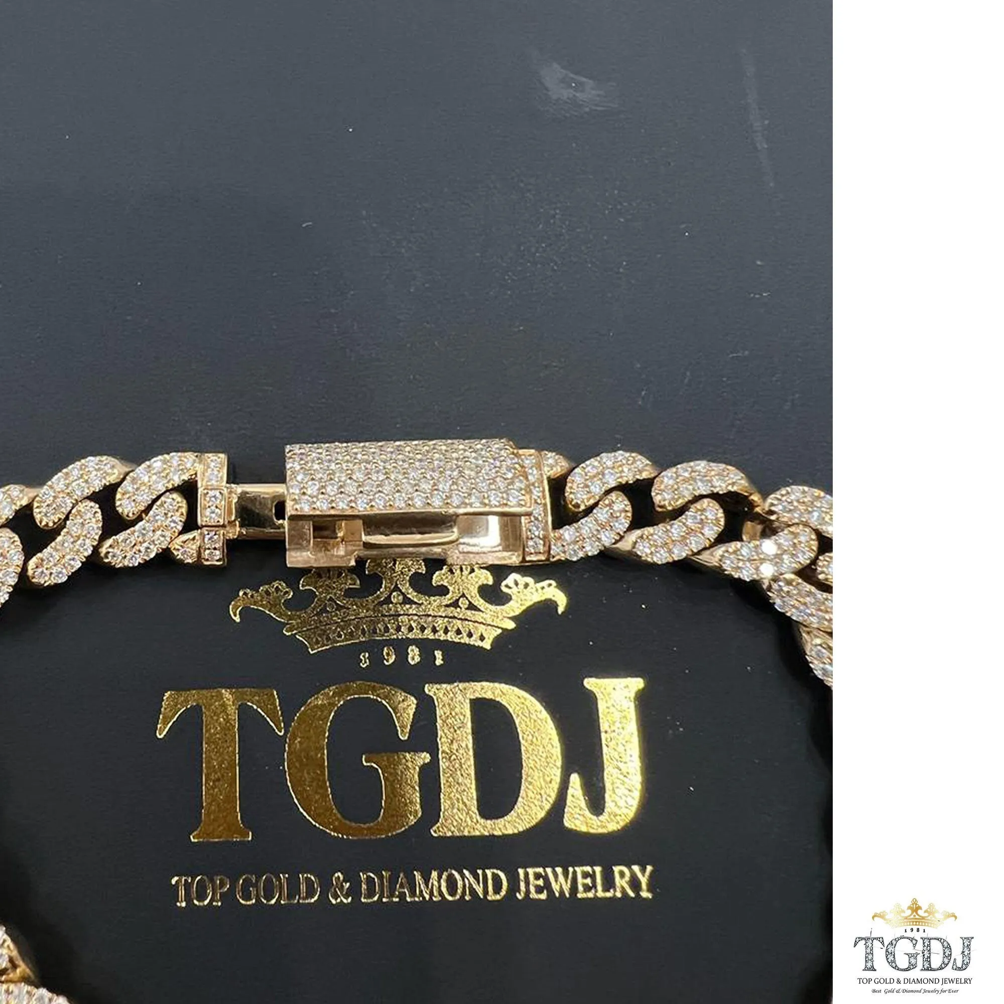 9mm 10k yellow Gold Miami Cuban Link Diamond Bracelet - Iced Out Bracelet 4.8ct Diamond 10k yellow gold Bracelet Hip Hop Chain Gifts for Him