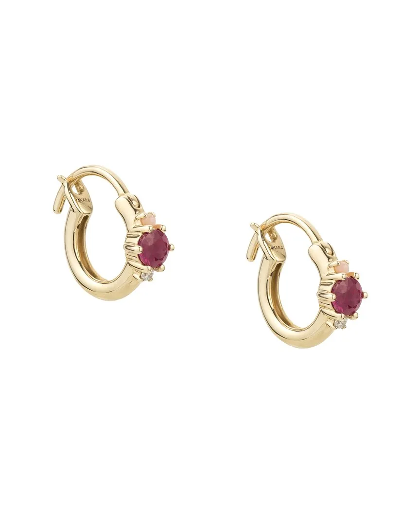 Adina Reyter 14K 0.38 Ct. Tw. Diamond & Gemstone Huggie Hoops