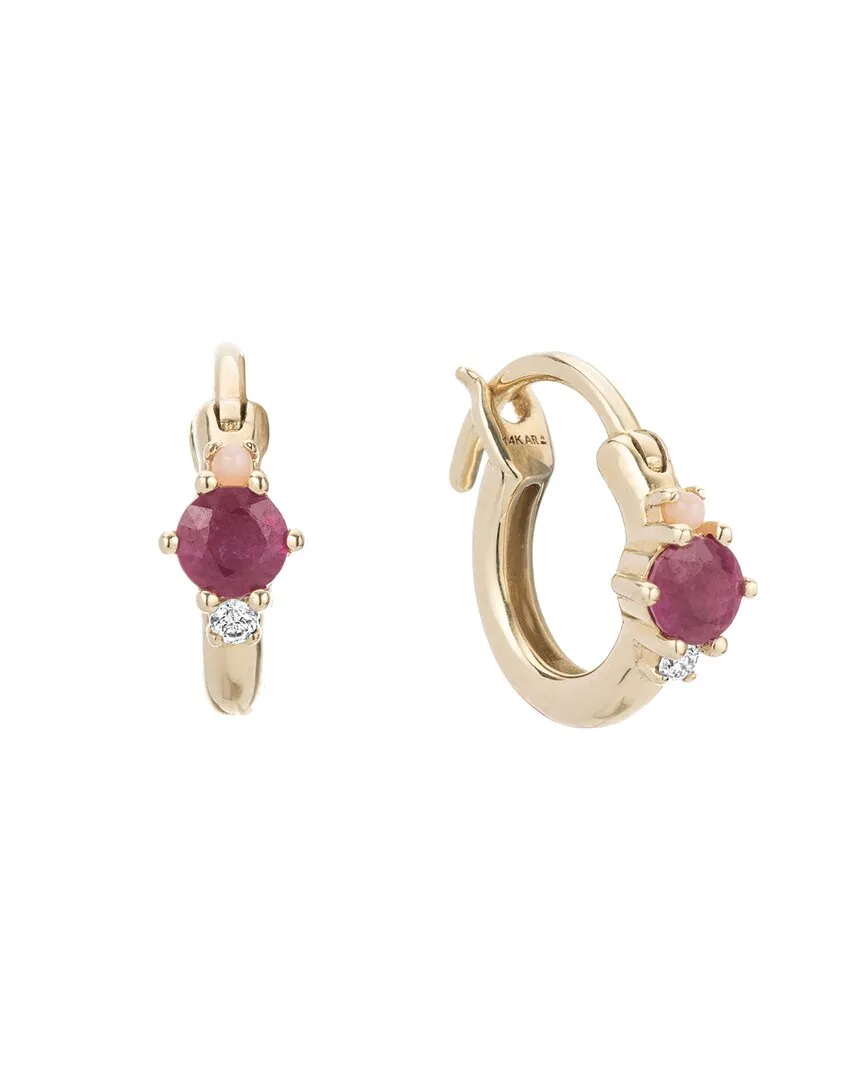 Adina Reyter 14K 0.38 Ct. Tw. Diamond & Gemstone Huggie Hoops