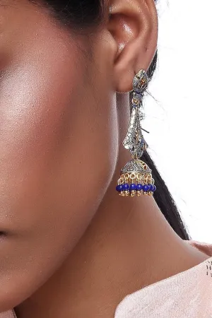 Alloy Jhumka Dangling Earrings in Blue