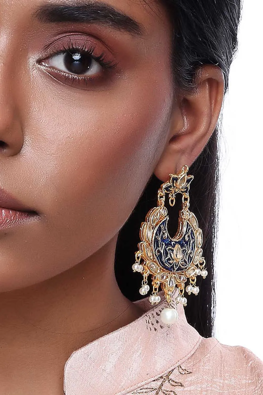 Alloy Large Dangle Earrings in Blue