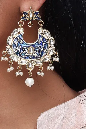 Alloy Large Dangle Earrings in Blue