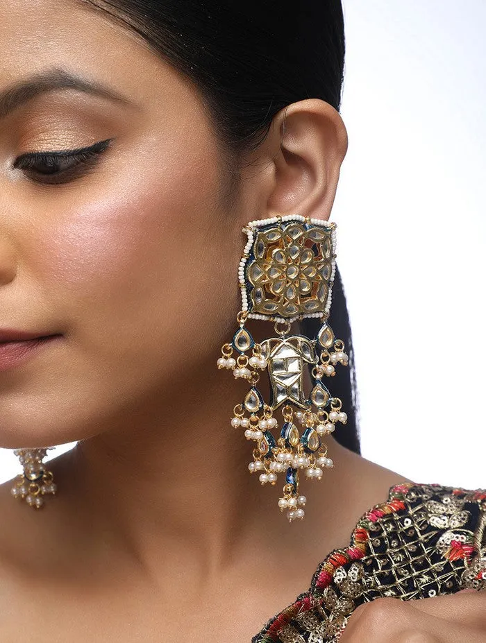 Alloy Large Dangle Earrings in Gold