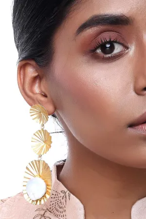 Alloy Large Dangle Earrings in White