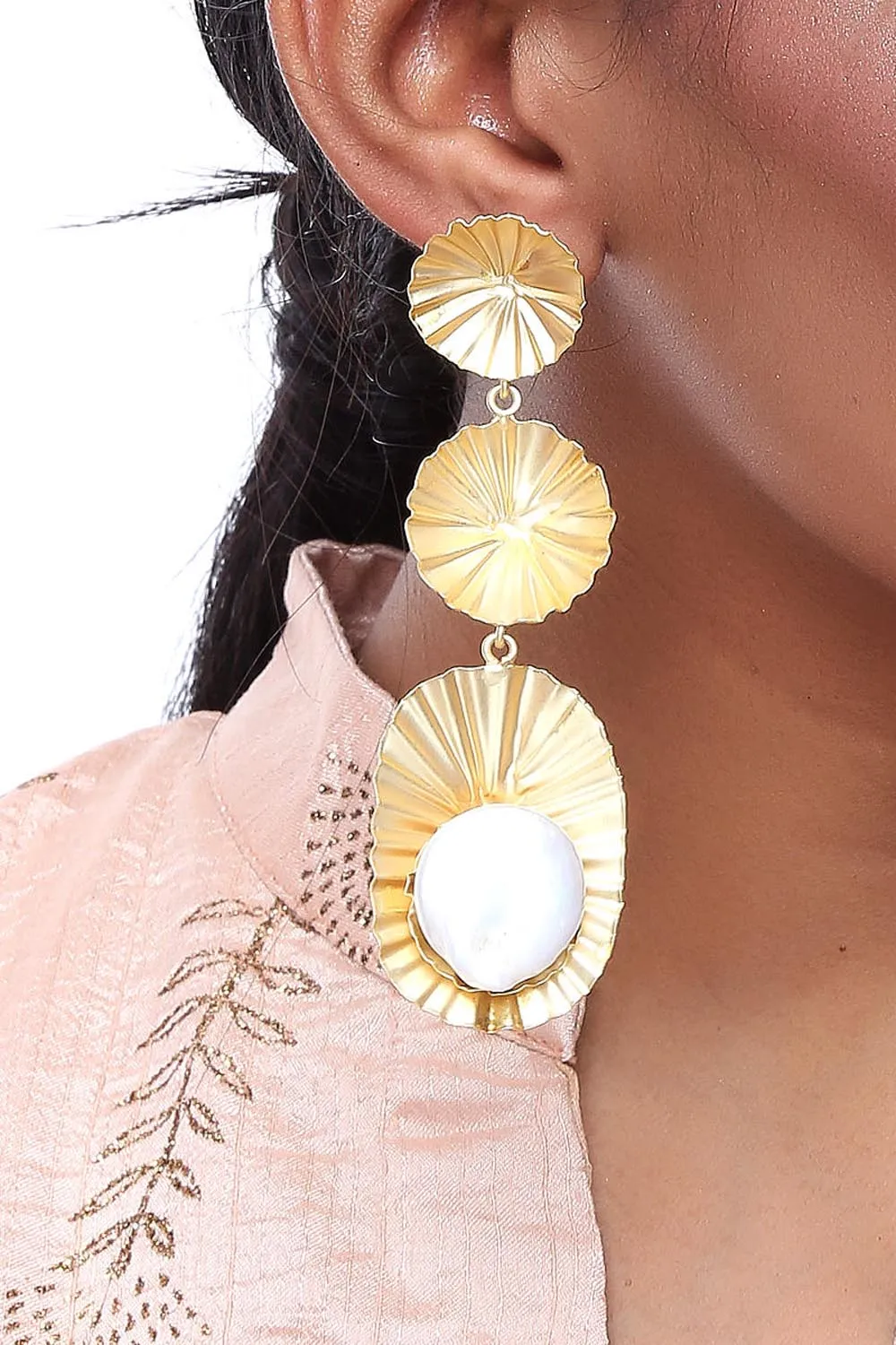Alloy Large Dangle Earrings in White