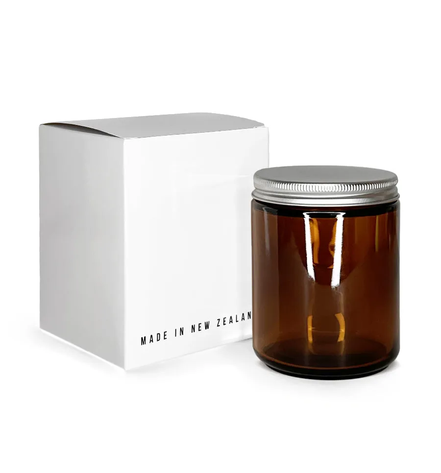 Amber Pharmacist Glass Jar with Silver Lid 200ml