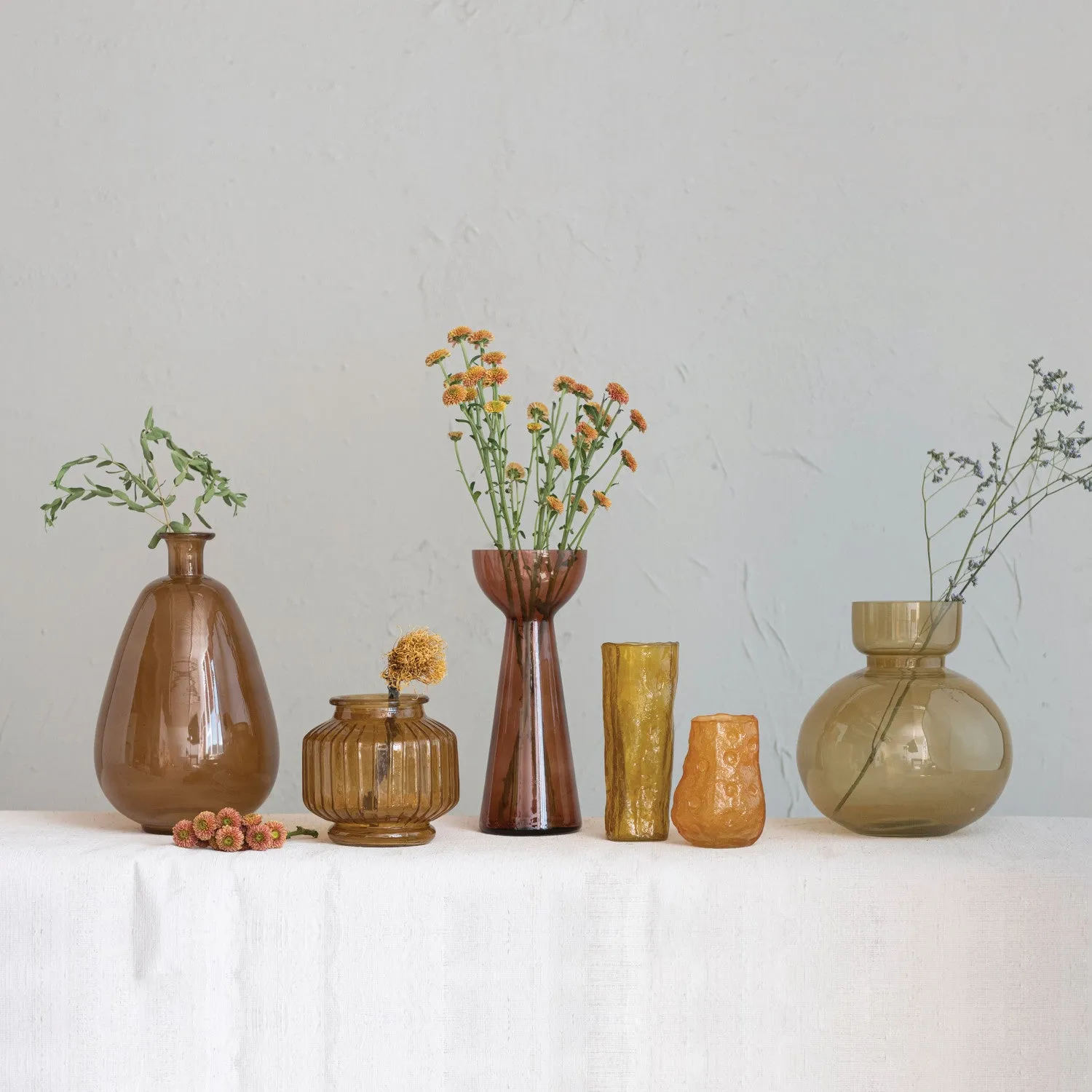 Amber Pleated Vase