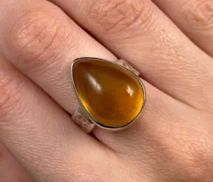 Amber Ring - Sterling Silver, AAA, Size 6.25 - Amber Stone, Crystal Ring, Handmade Jewelry, Healing Crystals and Stones, 52655
