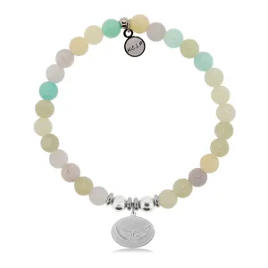 Angel Wings Charm with Green Yellow Jade Charity Bracelet
