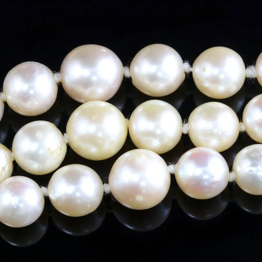 Art Deco Pearl Necklace Diamond Citrine Amethyst Platinum Clasp Circa 1920