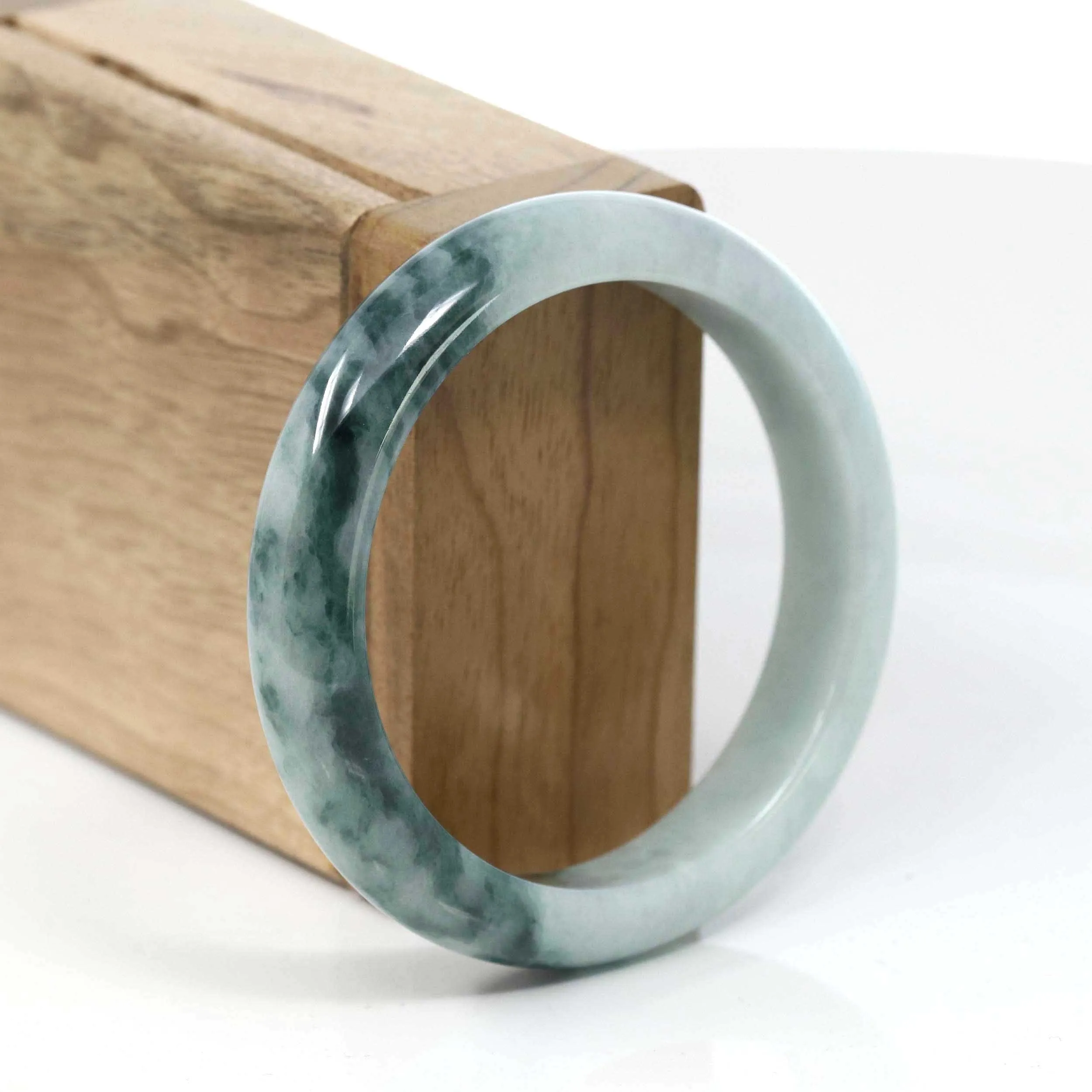 Baikalla Burmese Blue-Green Jade Jadeite Bangle Bracelet (55.59mm)#T088