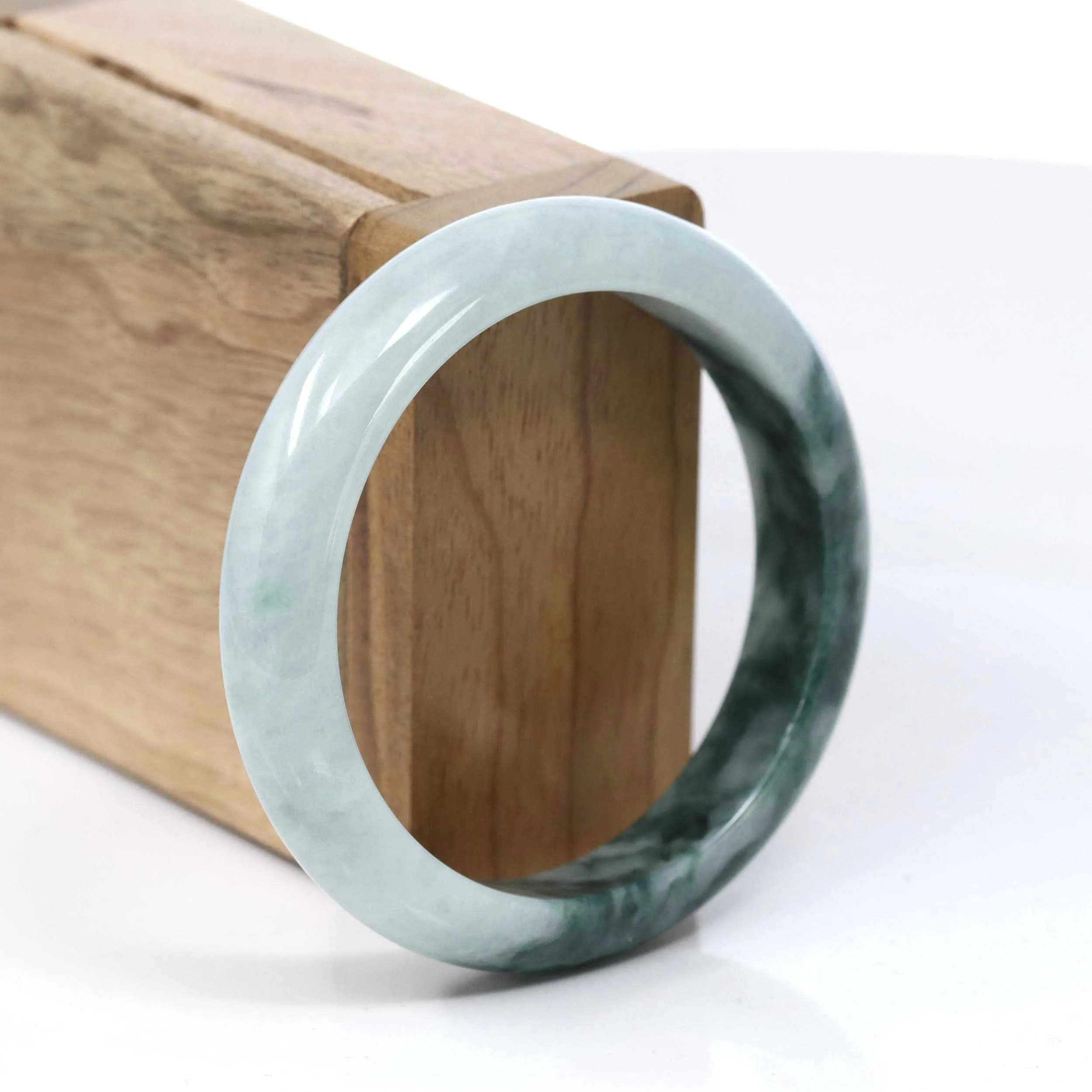 Baikalla Burmese Blue-Green Jade Jadeite Bangle Bracelet (55.59mm)#T088