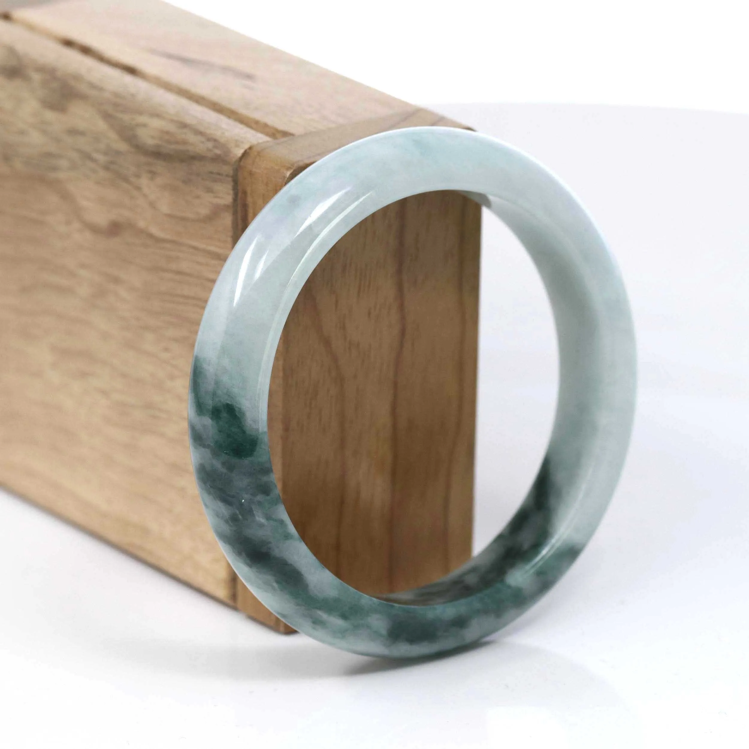 Baikalla Burmese Blue-Green Jade Jadeite Bangle Bracelet (55.59mm)#T088
