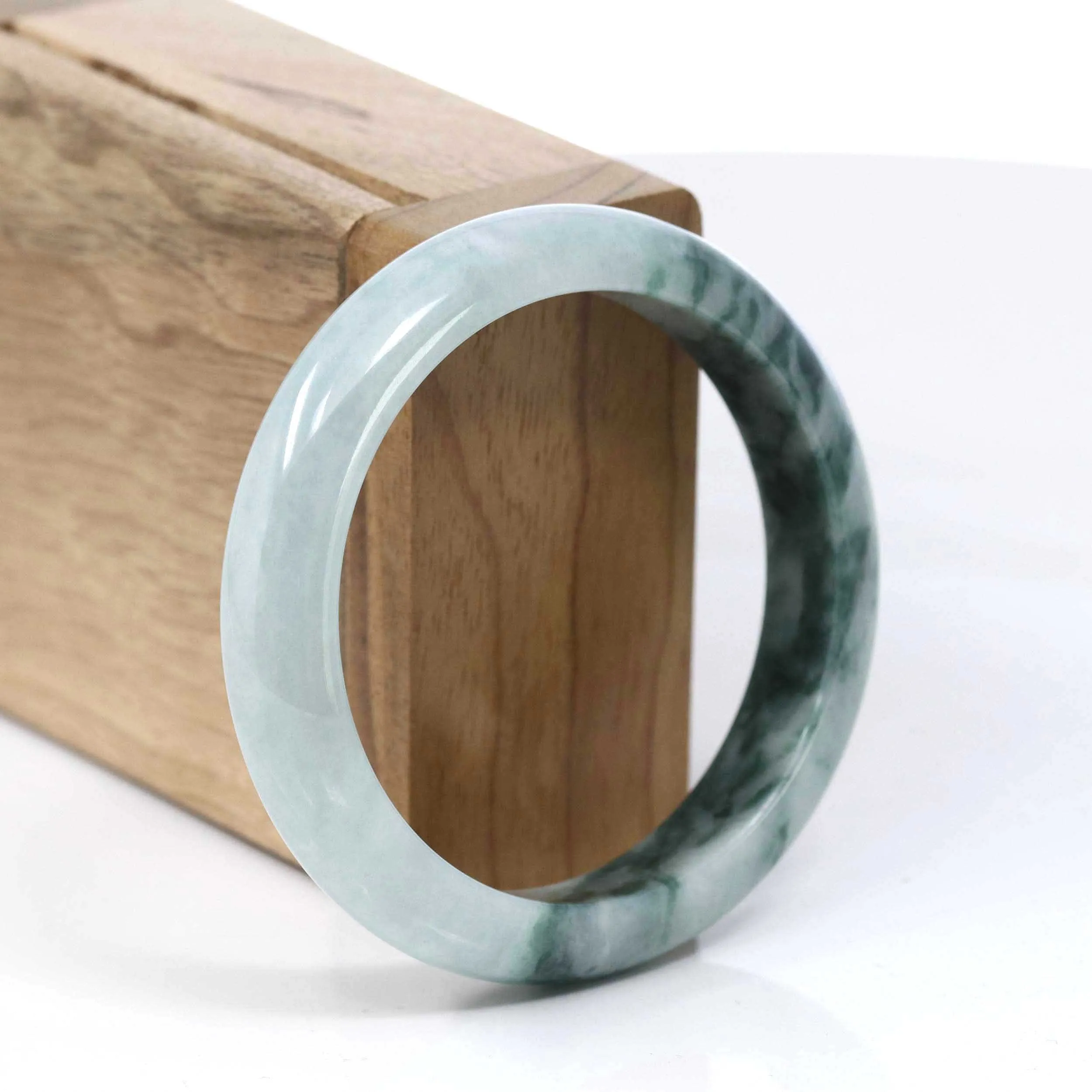 Baikalla Burmese Blue-Green Jade Jadeite Bangle Bracelet (55.59mm)#T088