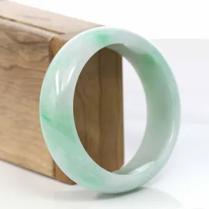 Baikalla Classic Green Natural Jadeite Jade Wider Bangle Bracelet (57.8 mm) #995