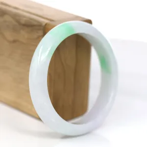 Baikalla Genuine White & Green Burmese Jadeite Jade Bangle Bracelet (57.02mm)#879