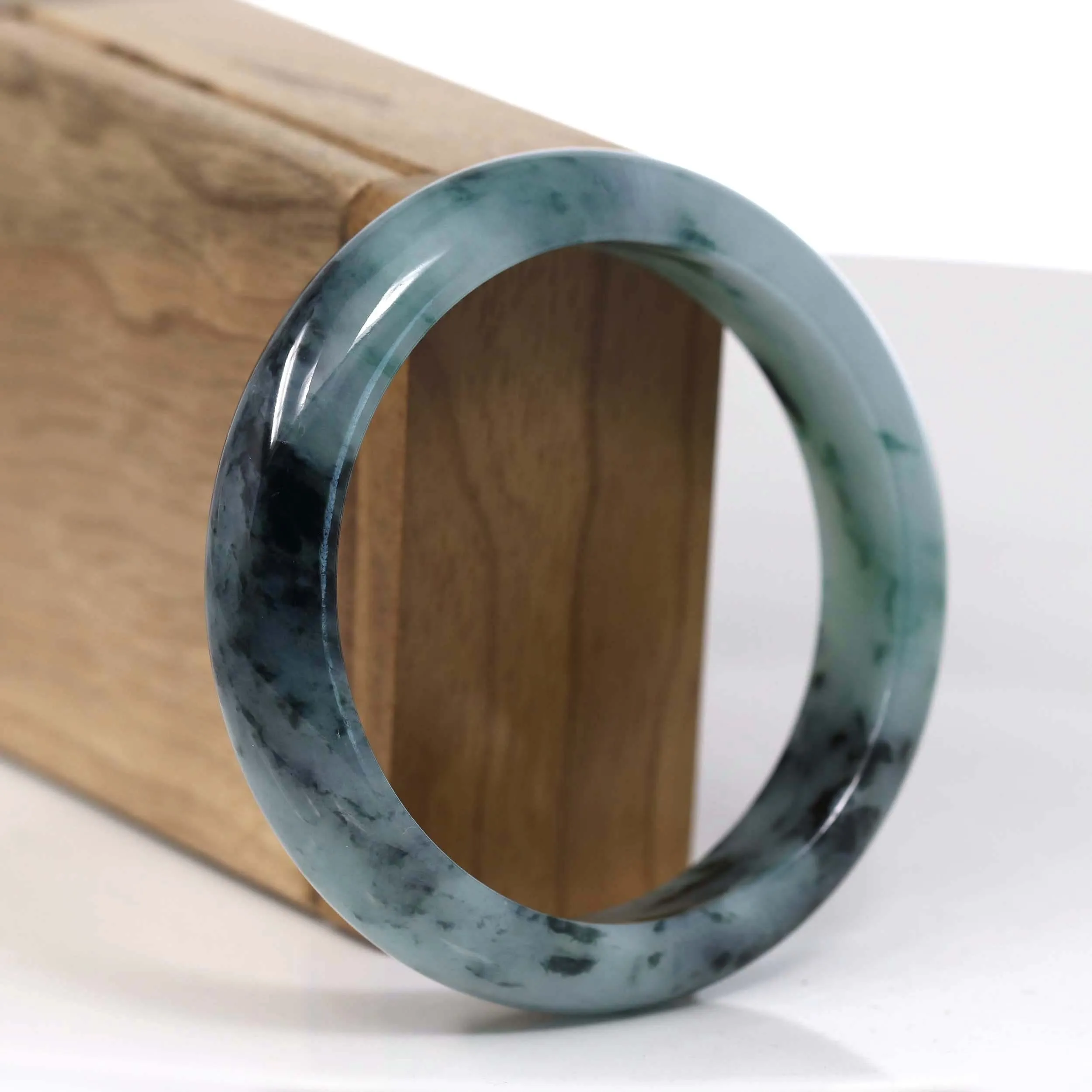 Baikalla Natural Burmese Blue-green Jadeite Jade Bangle Bracelet (57.86mm)#T141