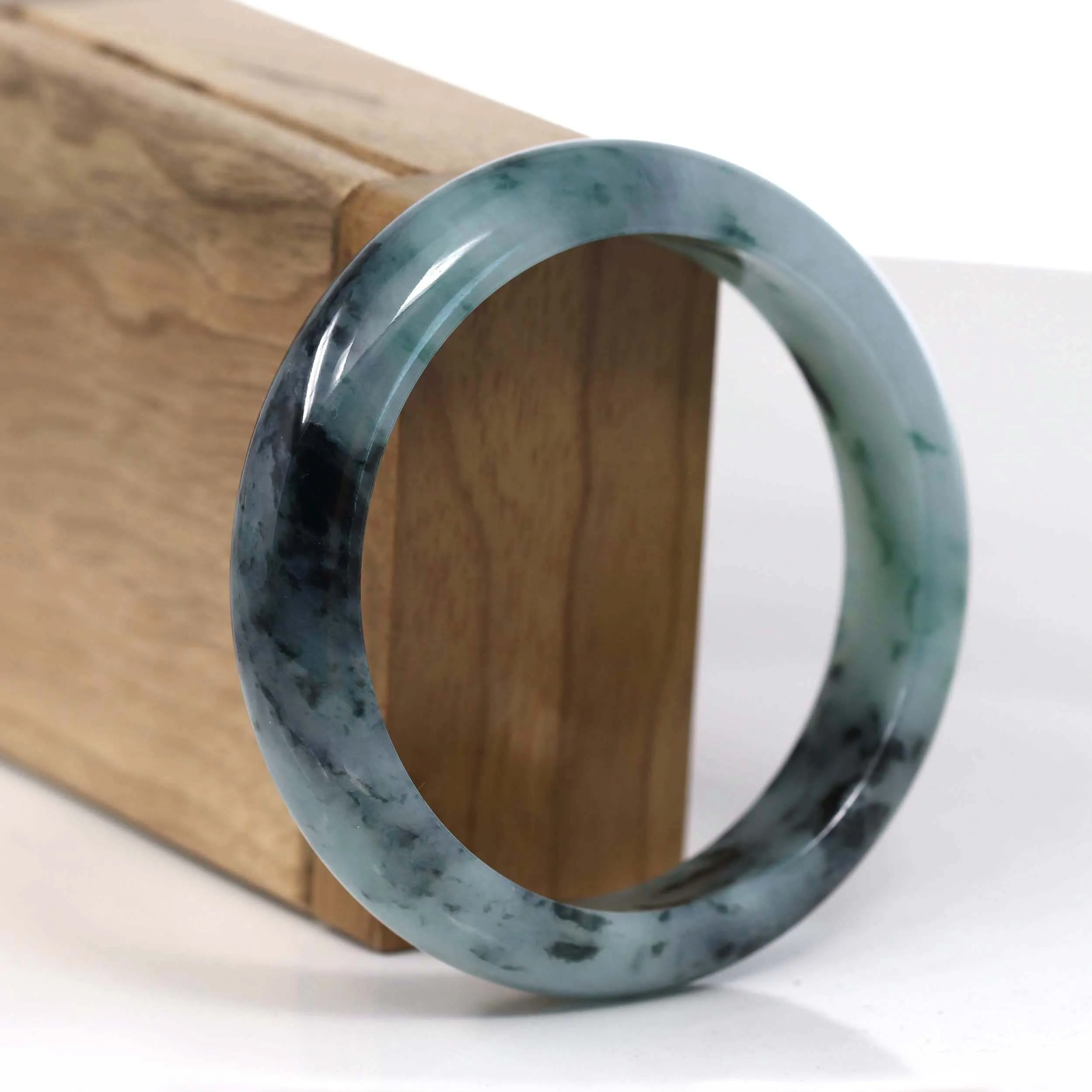 Baikalla Natural Burmese Blue-green Jadeite Jade Bangle Bracelet (57.86mm)#T141