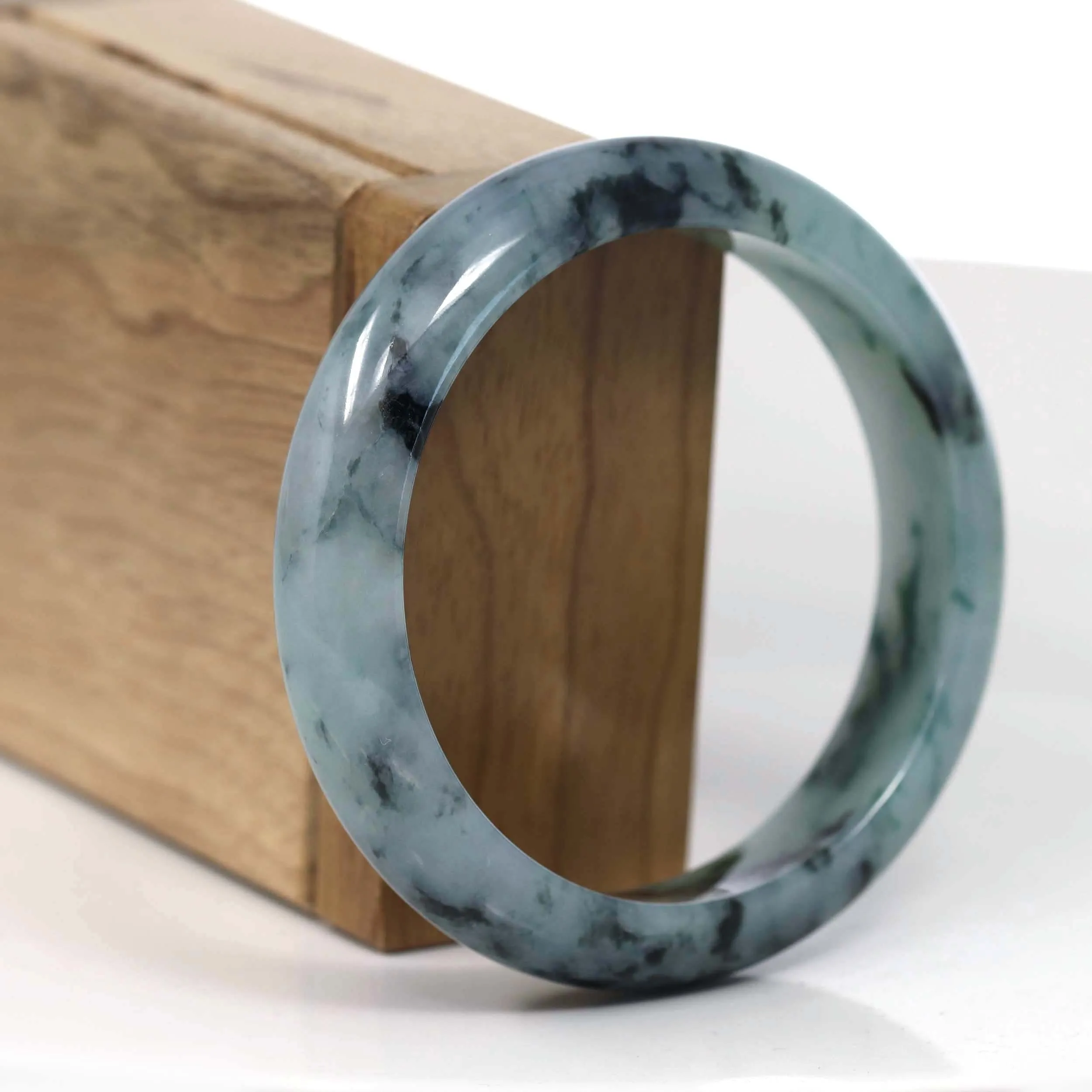 Baikalla Natural Burmese Blue-green Jadeite Jade Bangle Bracelet (57.86mm)#T141