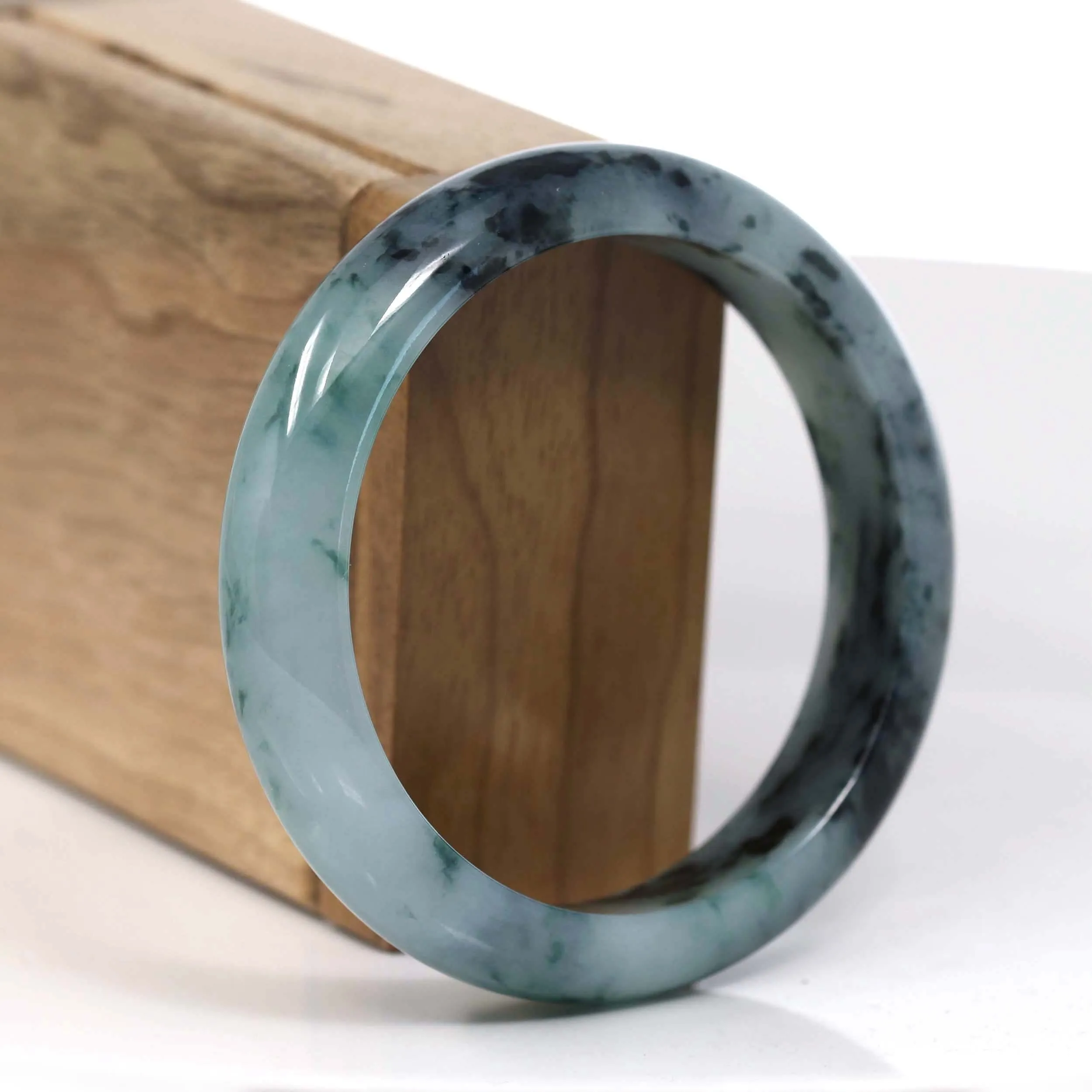 Baikalla Natural Burmese Blue-green Jadeite Jade Bangle Bracelet (57.86mm)#T141