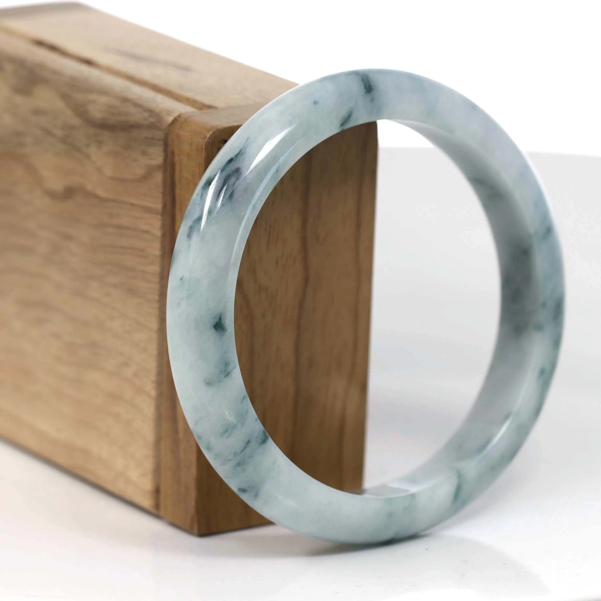 Baikalla Natural Burmese Blue-green Jadeite Jade Bangle Bracelet (59.48mm)#T131