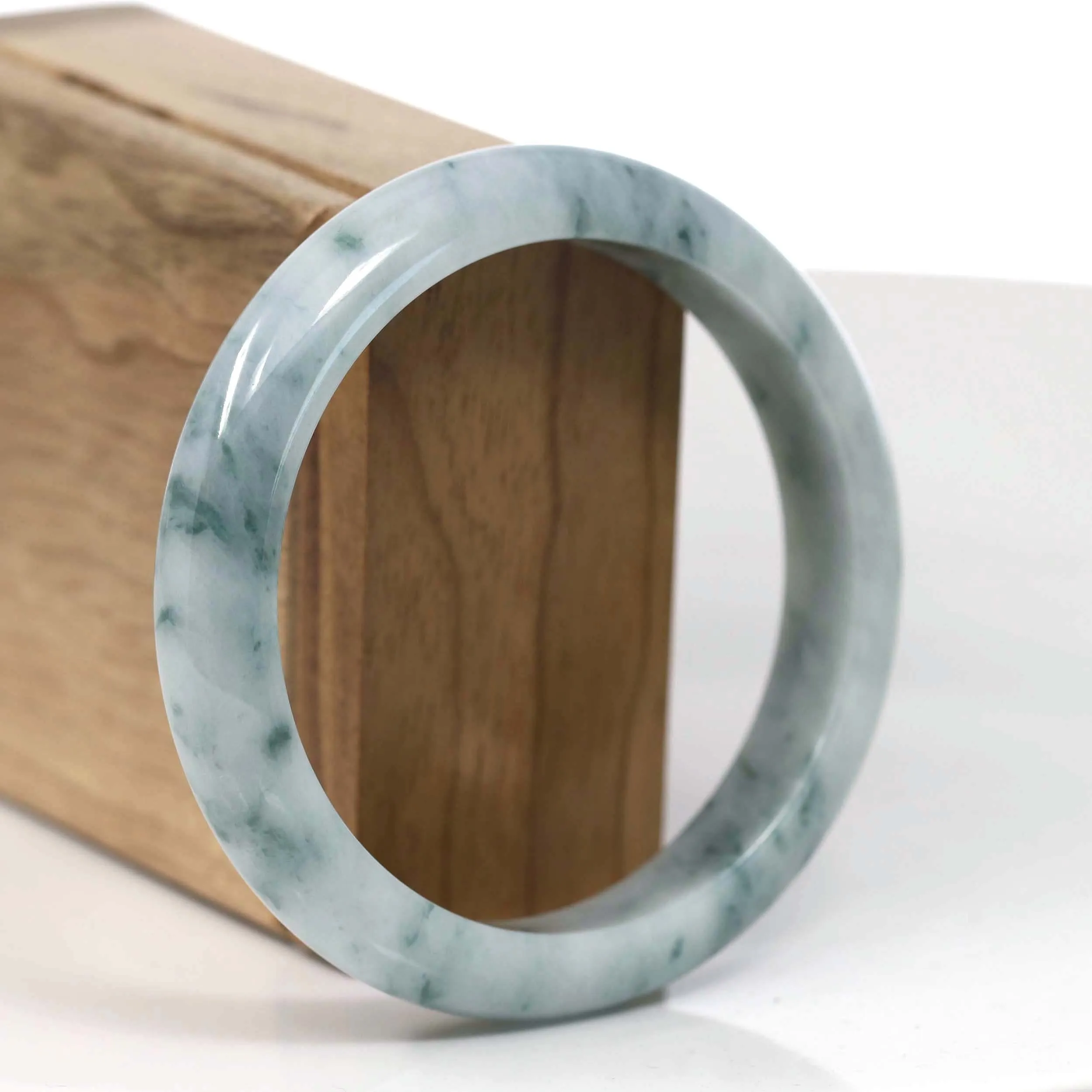 Baikalla Natural Burmese Blue-green Jadeite Jade Bangle Bracelet (59.48mm)#T131