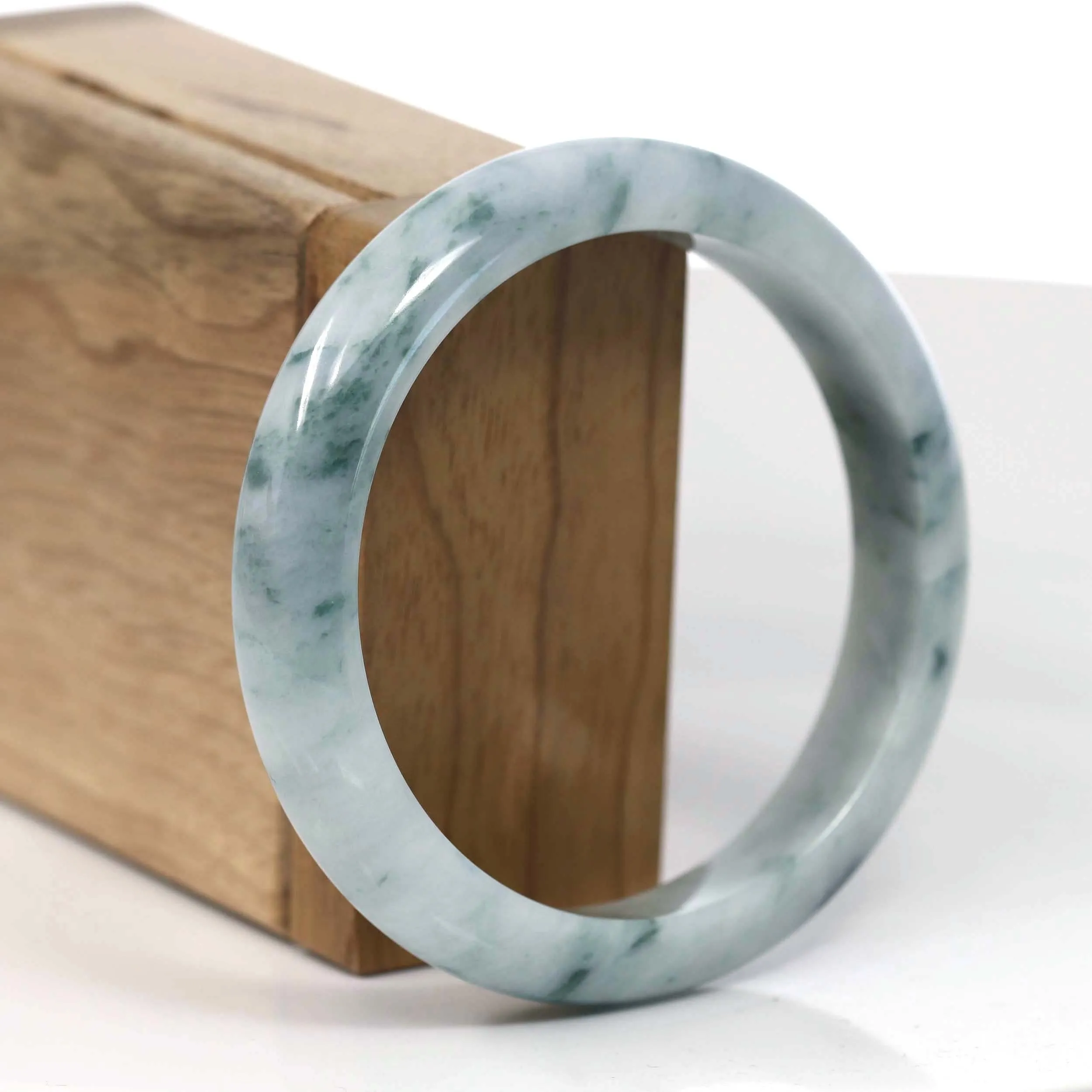 Baikalla Natural Burmese Blue-green Jadeite Jade Bangle Bracelet (59.48mm)#T131