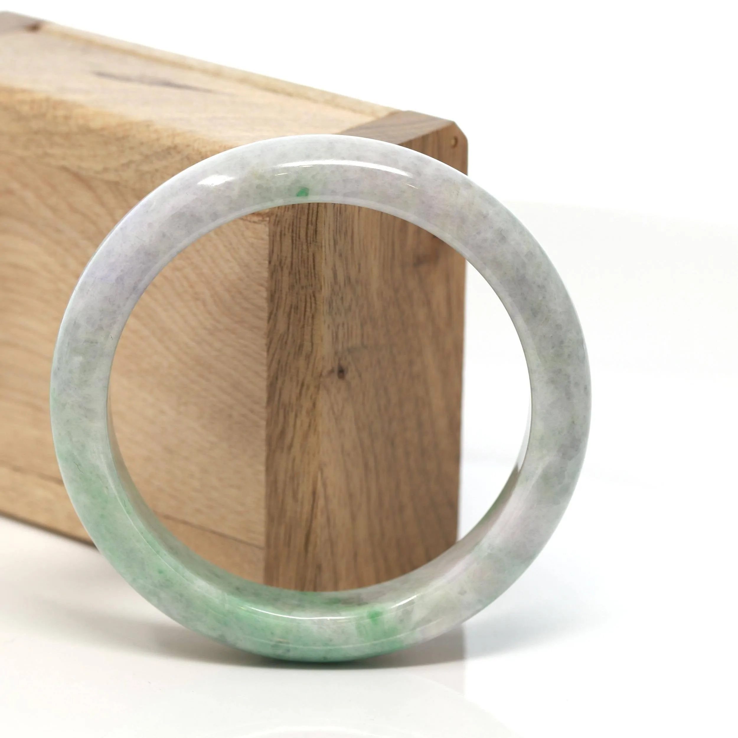 Baikalla™ "Classic Bangle" Genuine Burmese Green Jadeite Jade Bangle Bracelet (58.4 mm) #136