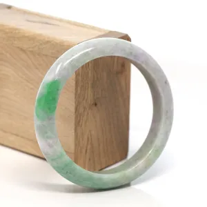Baikalla™ "Classic Bangle" Genuine Burmese Green Jadeite Jade Bangle Bracelet (58.4 mm) #136