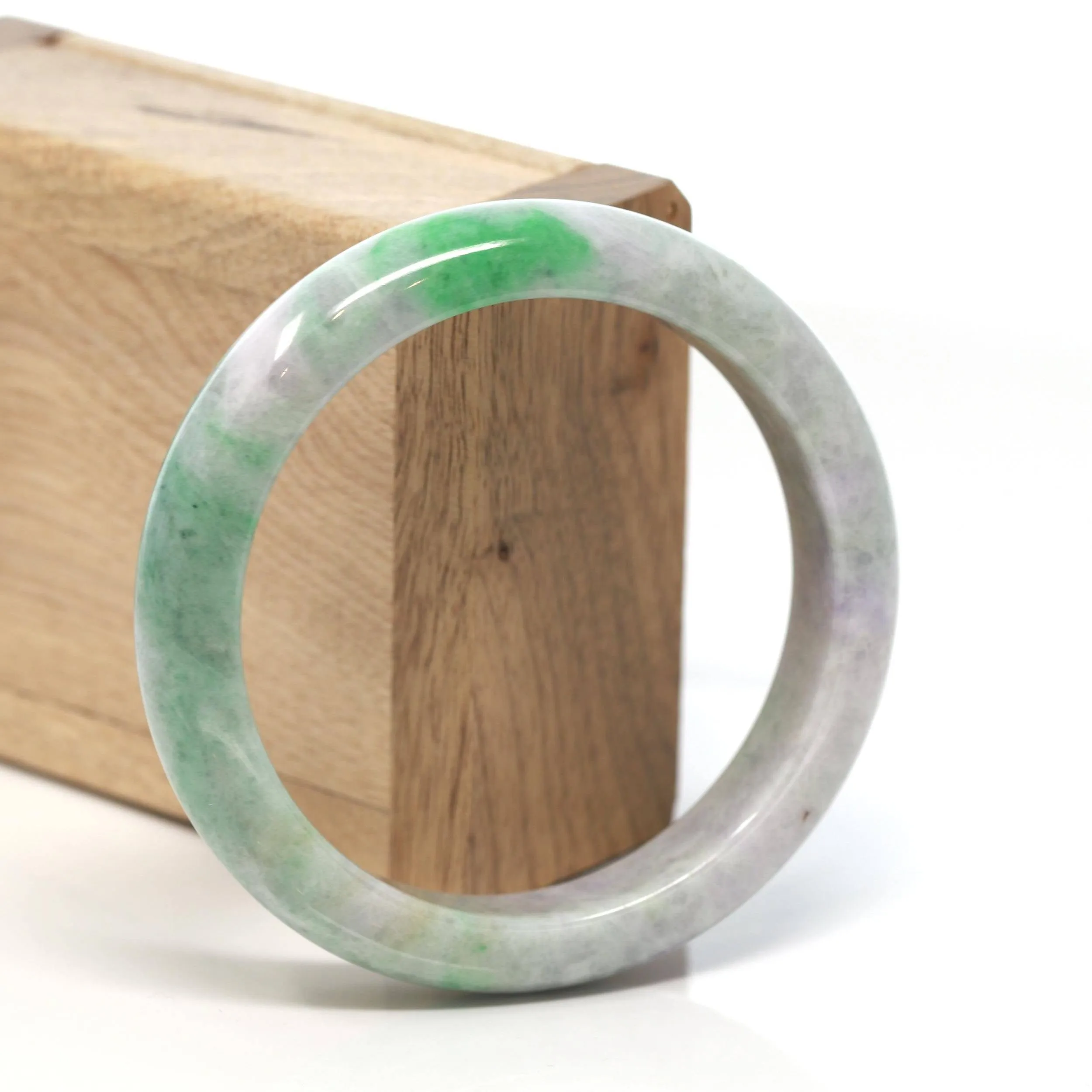 Baikalla™ "Classic Bangle" Genuine Burmese Green Jadeite Jade Bangle Bracelet (58.4 mm) #136