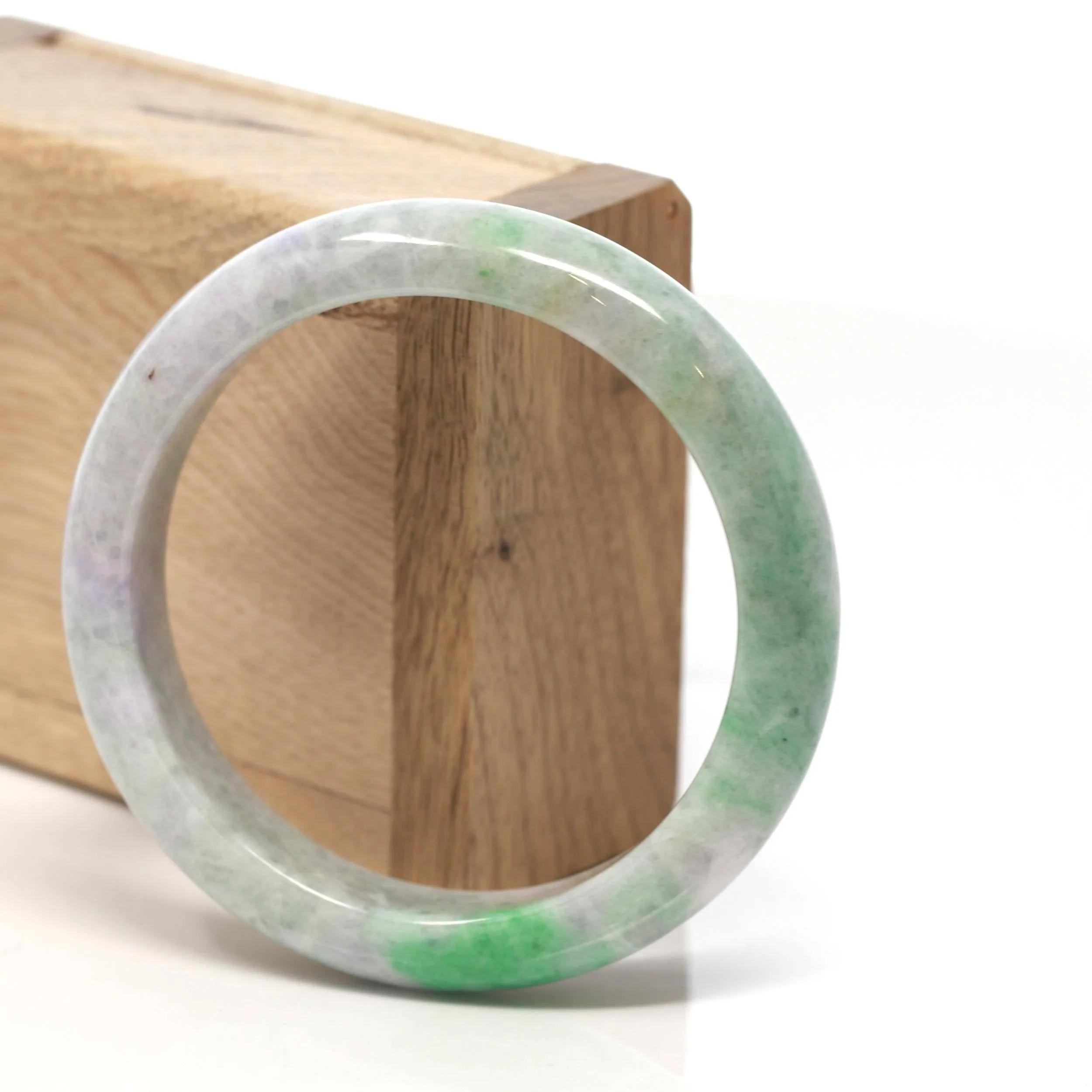 Baikalla™ "Classic Bangle" Genuine Burmese Green Jadeite Jade Bangle Bracelet (58.4 mm) #136