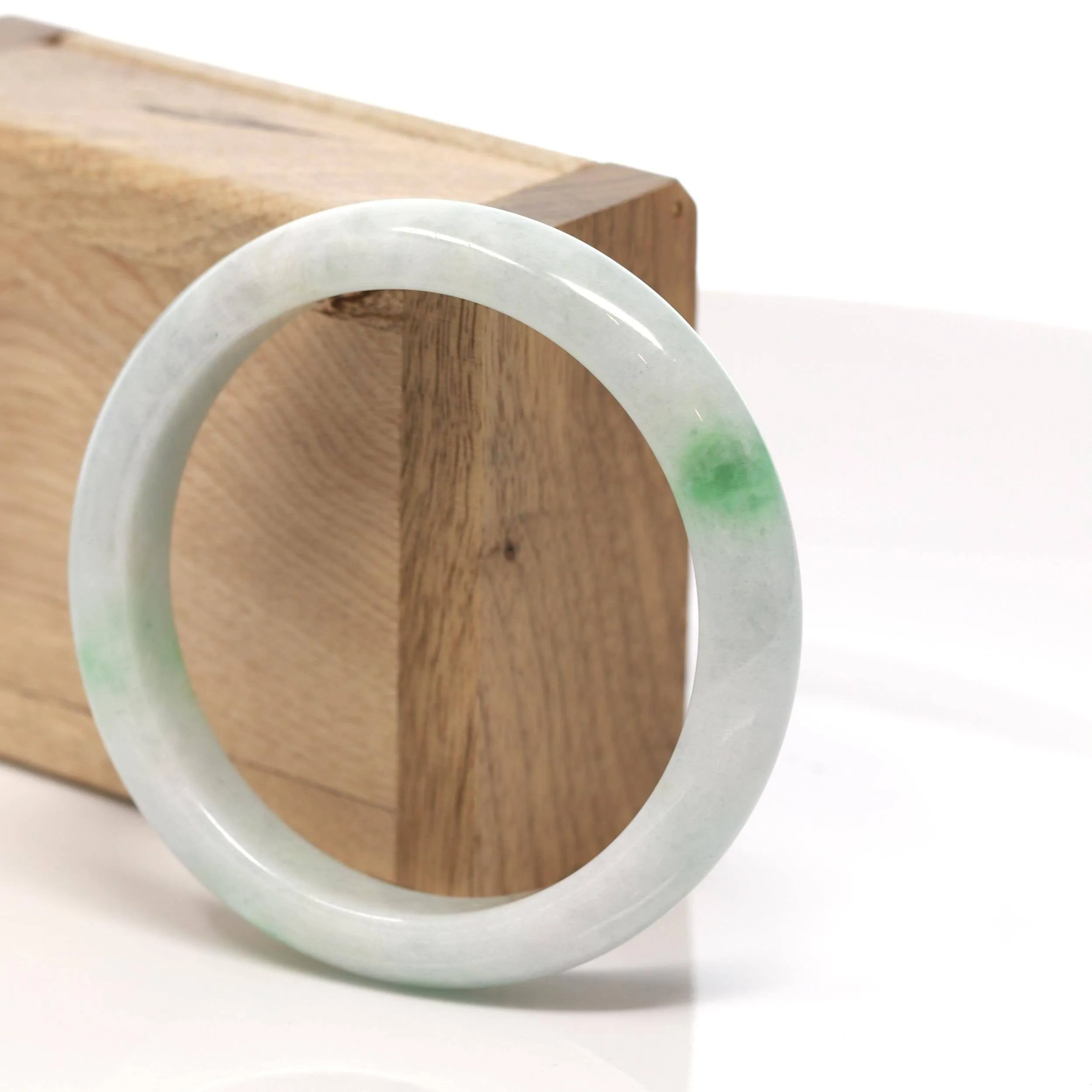 Baikalla™ "Classic Bangle" Genuine Burmese Green Jadeite Jade Bangle Bracelet (58.7 mm) #156