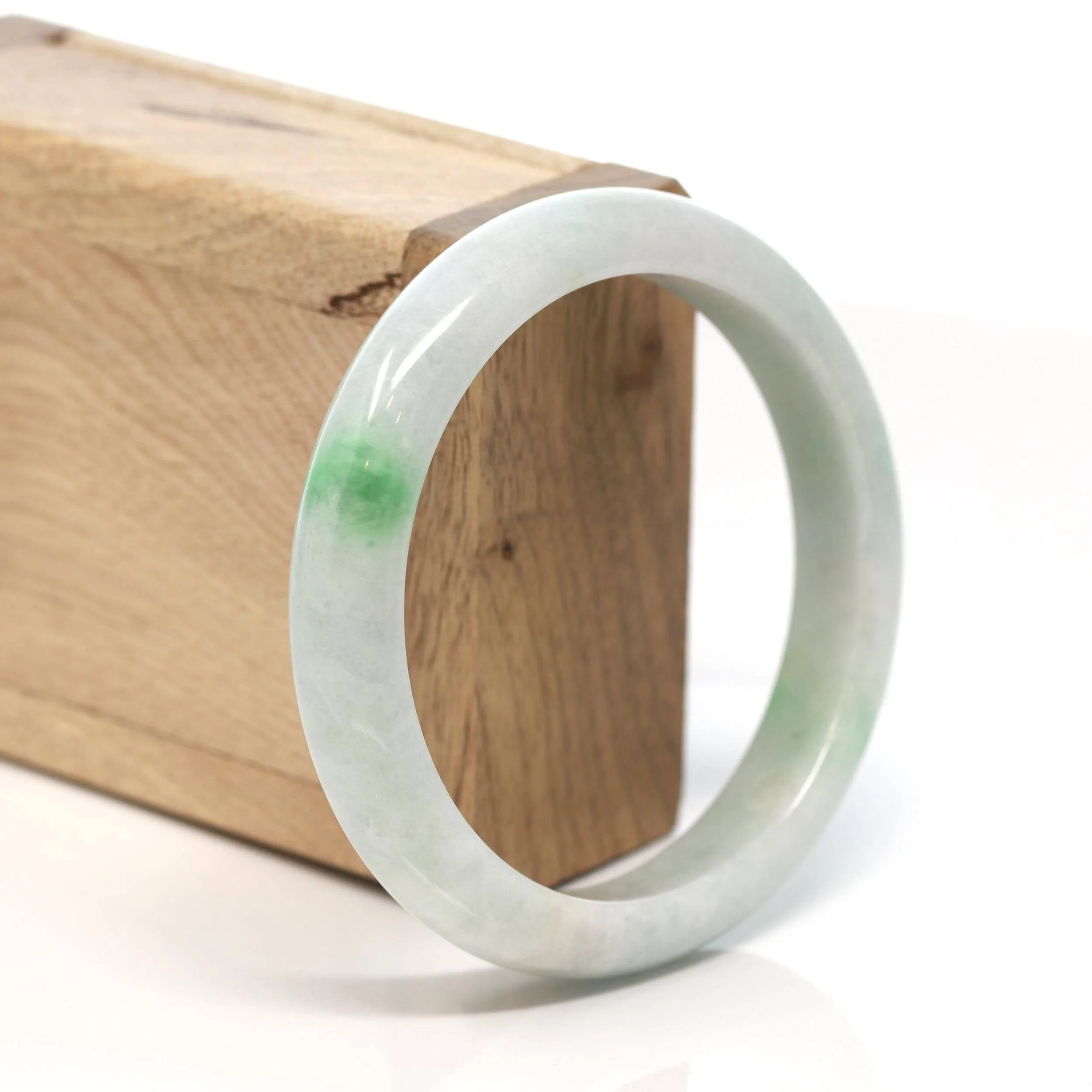 Baikalla™ "Classic Bangle" Genuine Burmese Green Jadeite Jade Bangle Bracelet (58.7 mm) #156