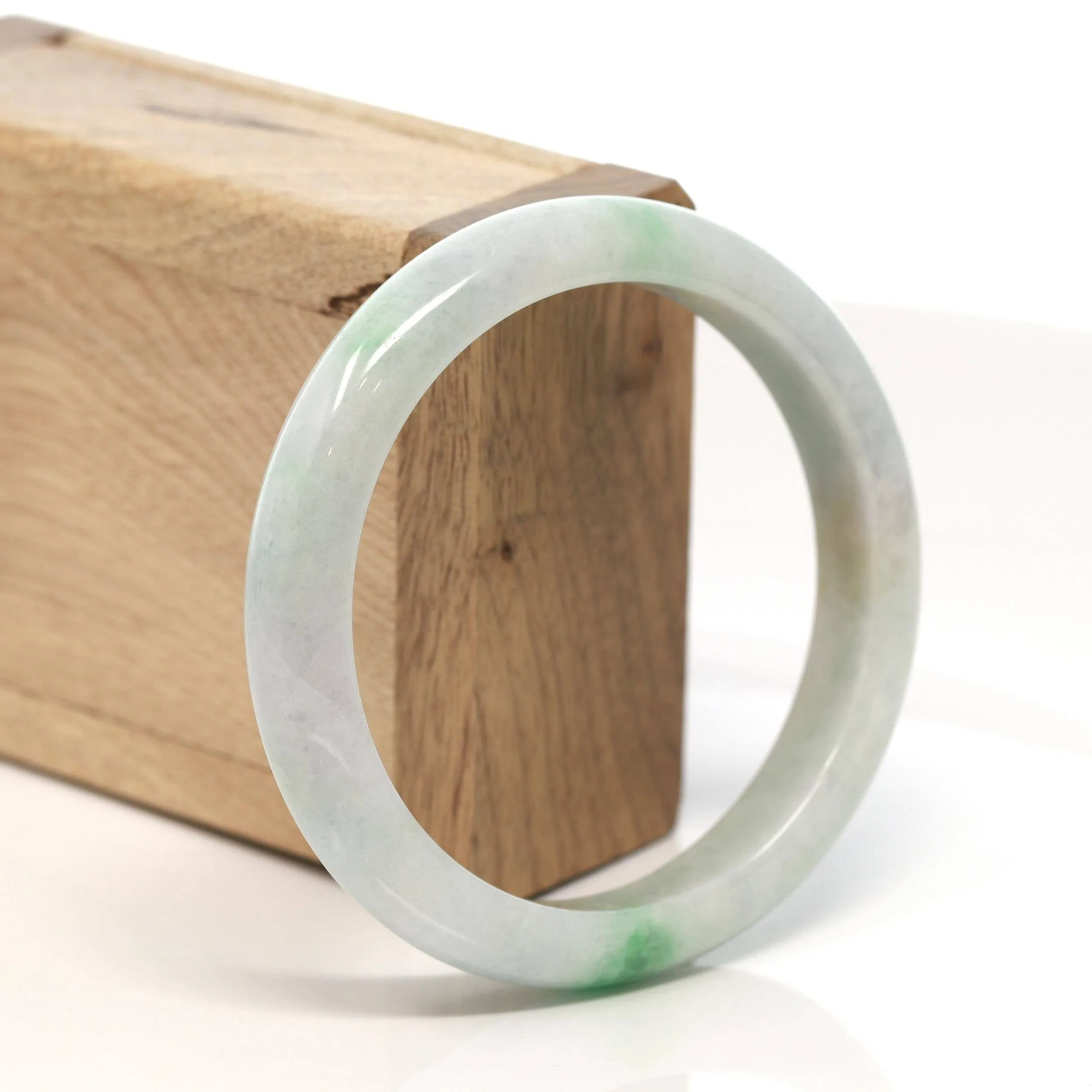 Baikalla™ "Classic Bangle" Genuine Burmese Green Jadeite Jade Bangle Bracelet (58.7 mm) #156