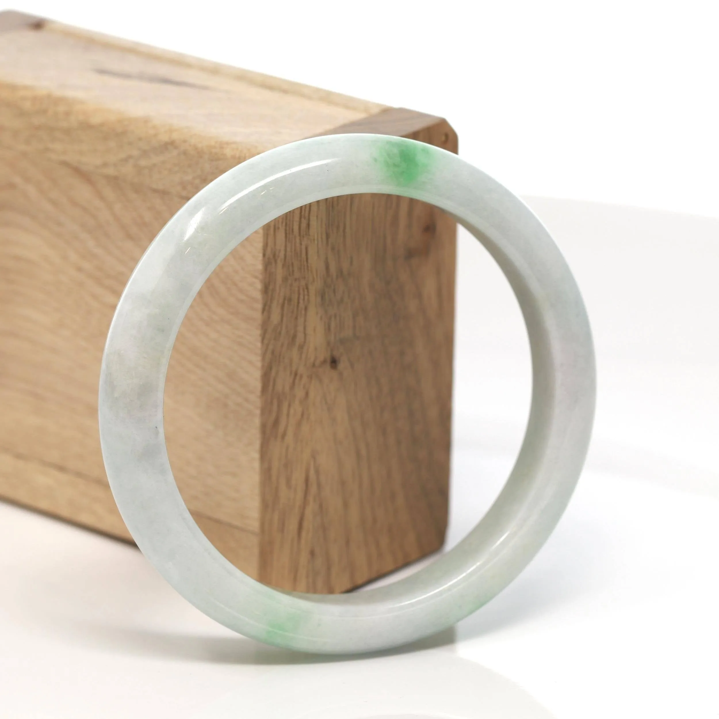 Baikalla™ "Classic Bangle" Genuine Burmese Green Jadeite Jade Bangle Bracelet (58.7 mm) #156