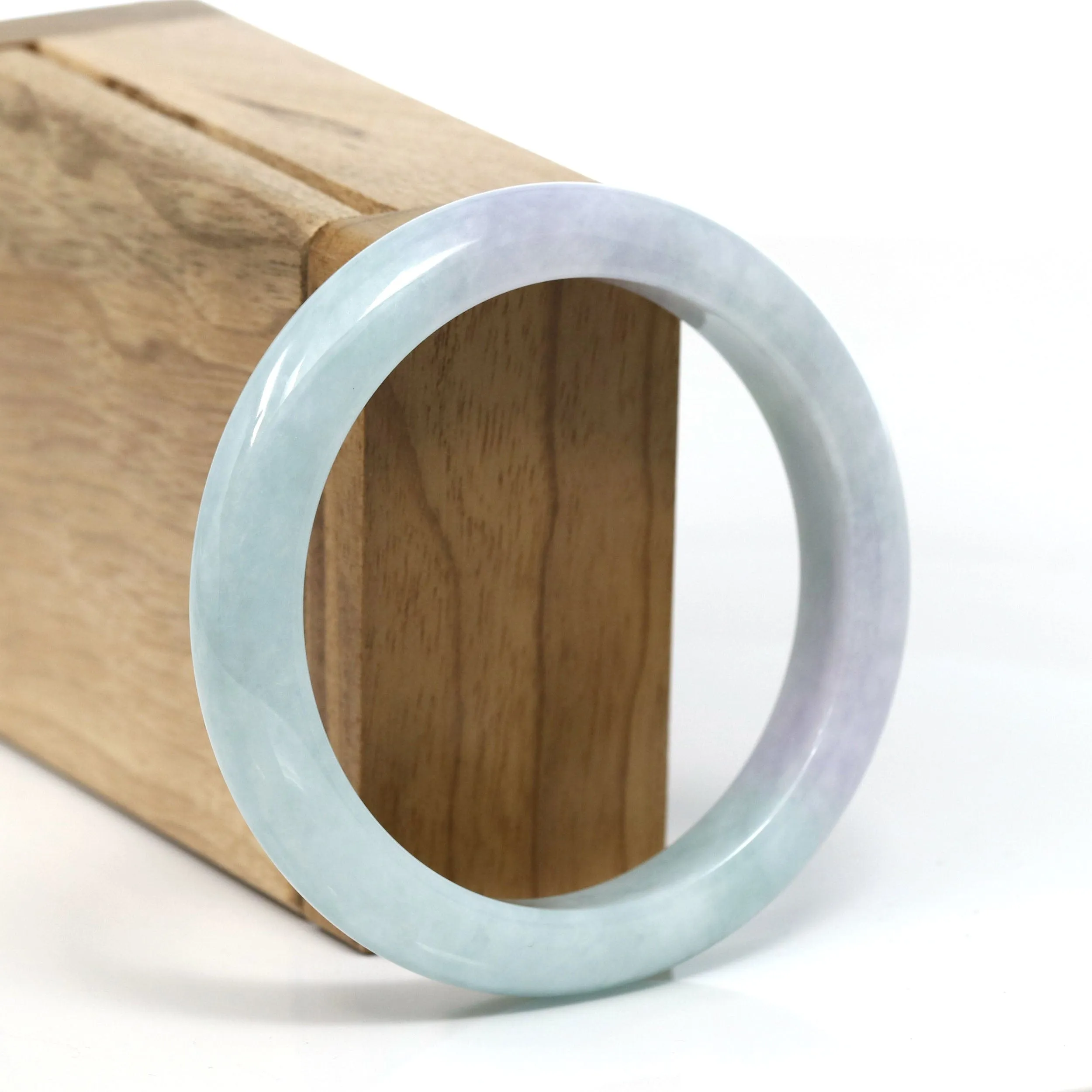 Baikalla™ "Classic" Genuine Jadeite Jade Lavender Green Bangle Bracelet (56.64mm) #T295