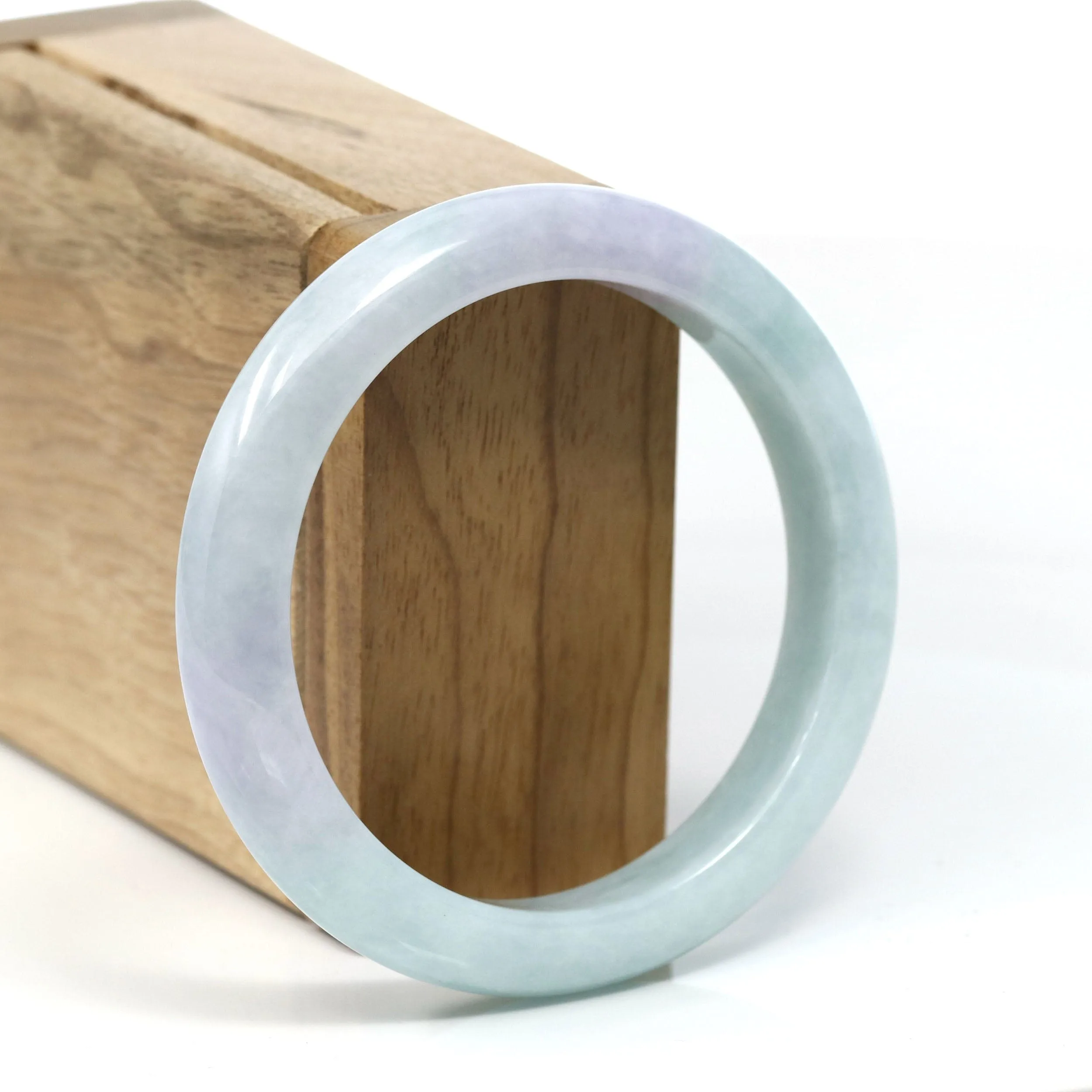 Baikalla™ "Classic" Genuine Jadeite Jade Lavender Green Bangle Bracelet (56.64mm) #T295