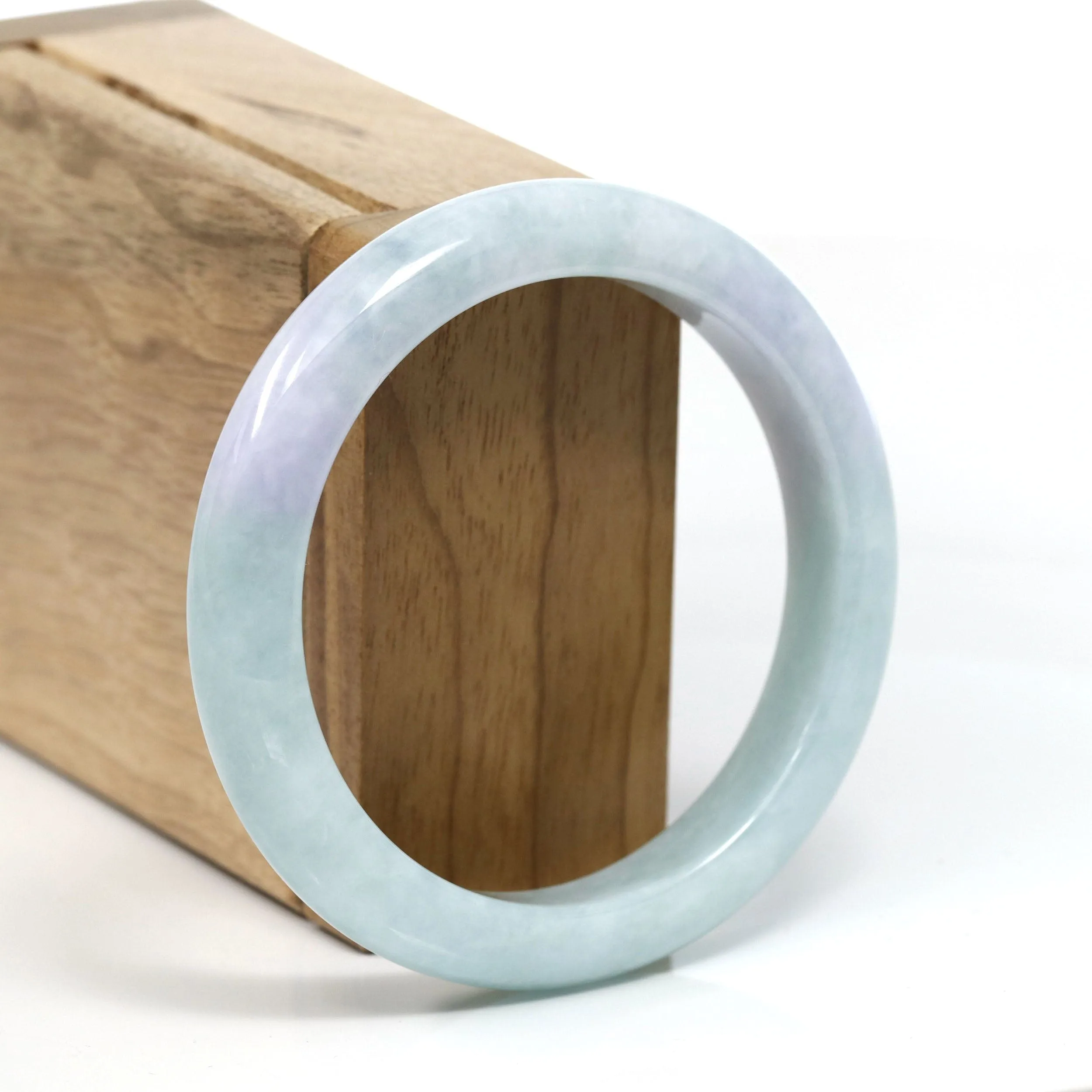 Baikalla™ "Classic" Genuine Jadeite Jade Lavender Green Bangle Bracelet (56.64mm) #T295